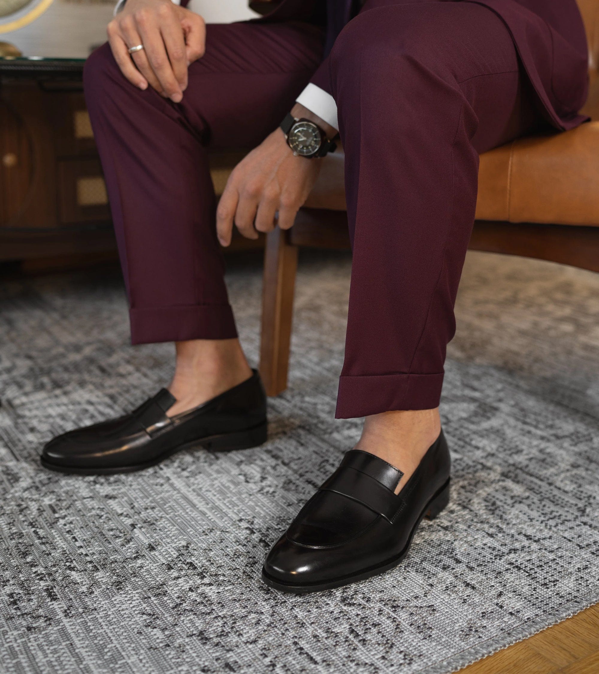 Ace Marks Jack mocassini loafer uomo pelle nero