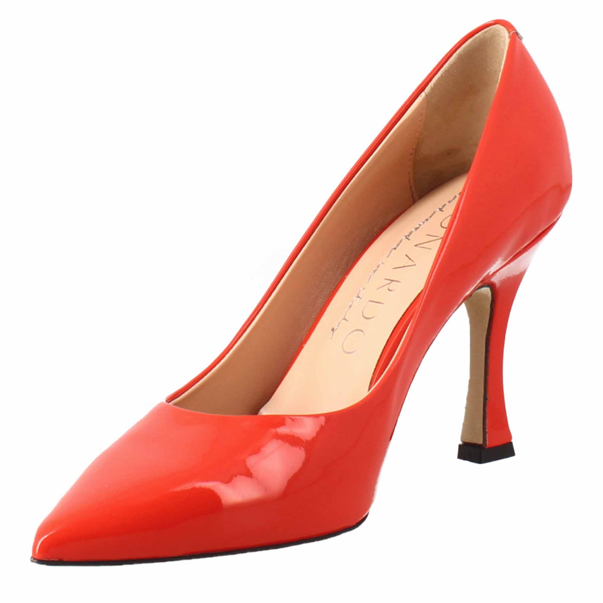 Leonardo Shoes Decollete rosso vernice donna tacco 9 cm