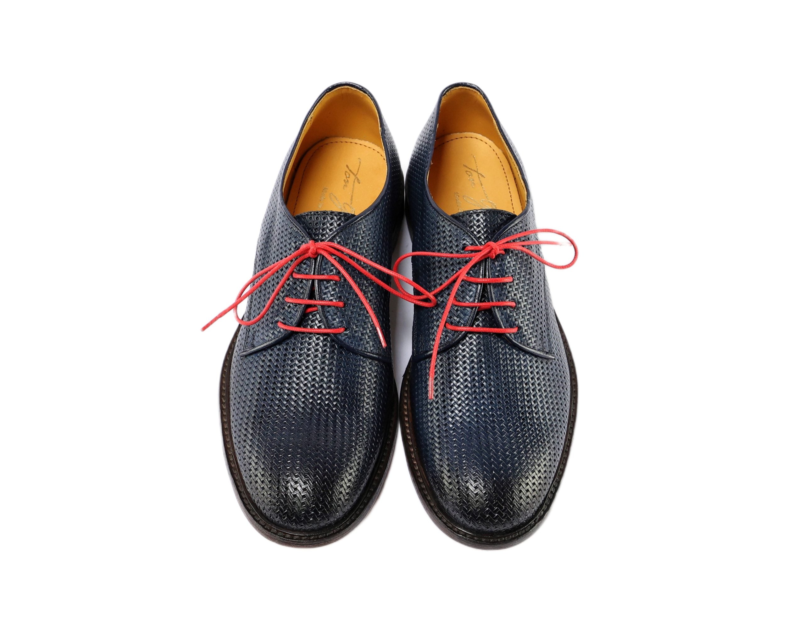 Ton Goût Aurora derby uomo blu vitello stampato