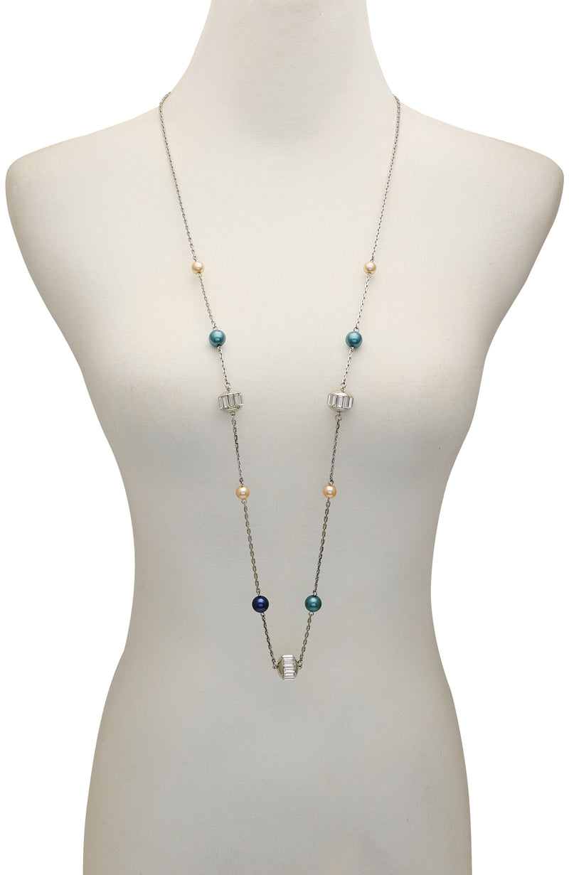 Vince Camuto collana lunga donna perle multicolor blu