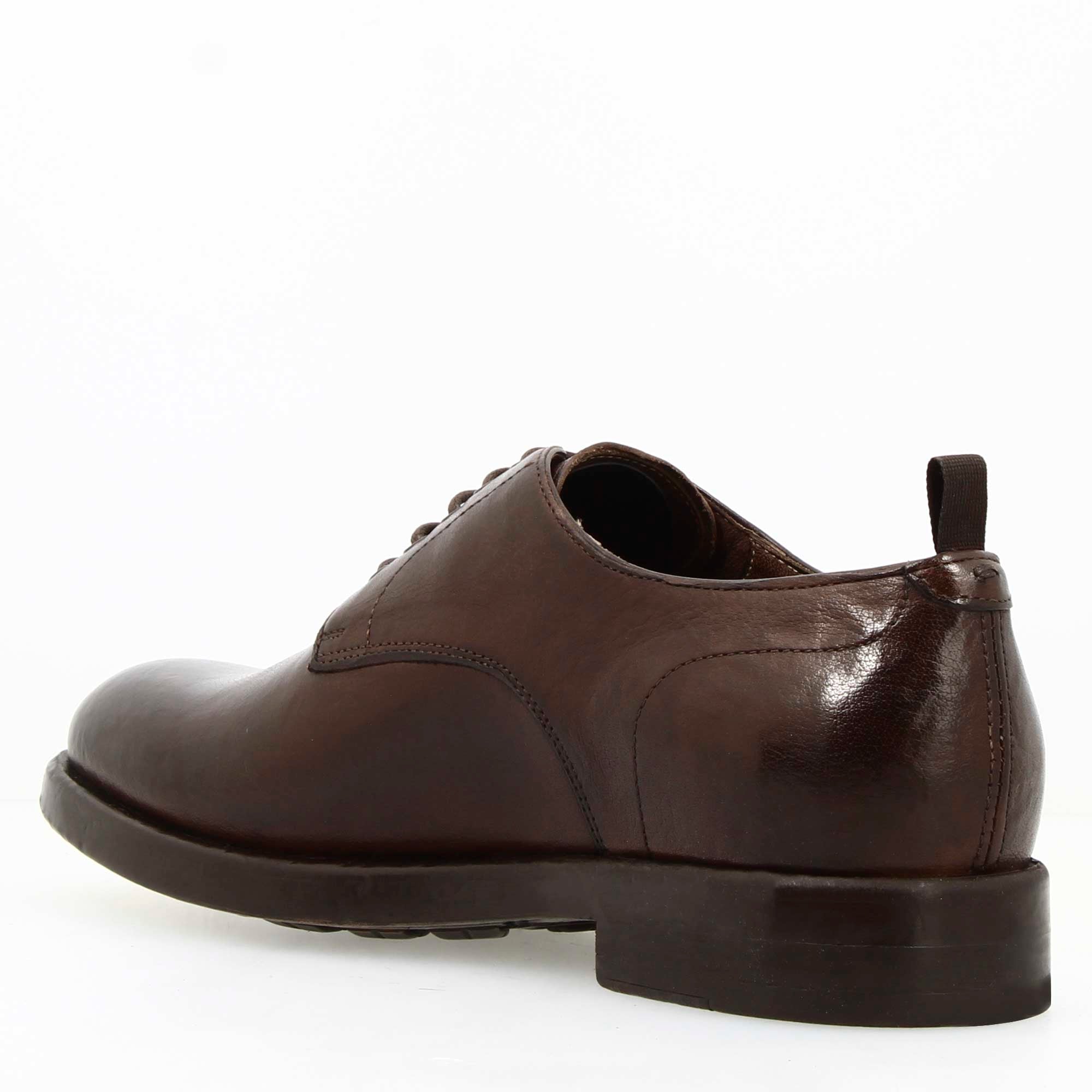 Leonardo Shoes Raffaello Derby Pelle Marrone Scuro
