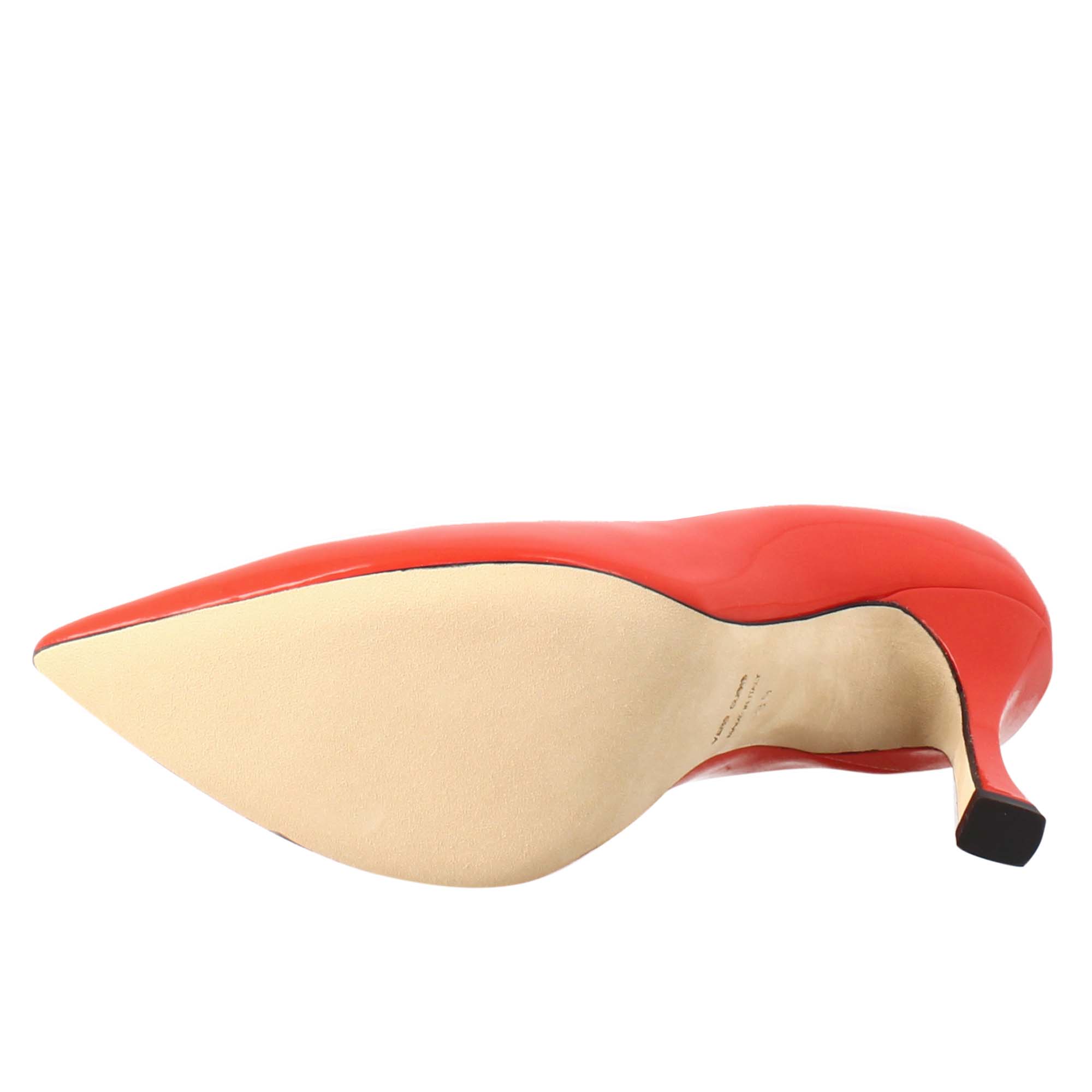 Leonardo Shoes Decollete rosso vernice donna tacco 9 cm