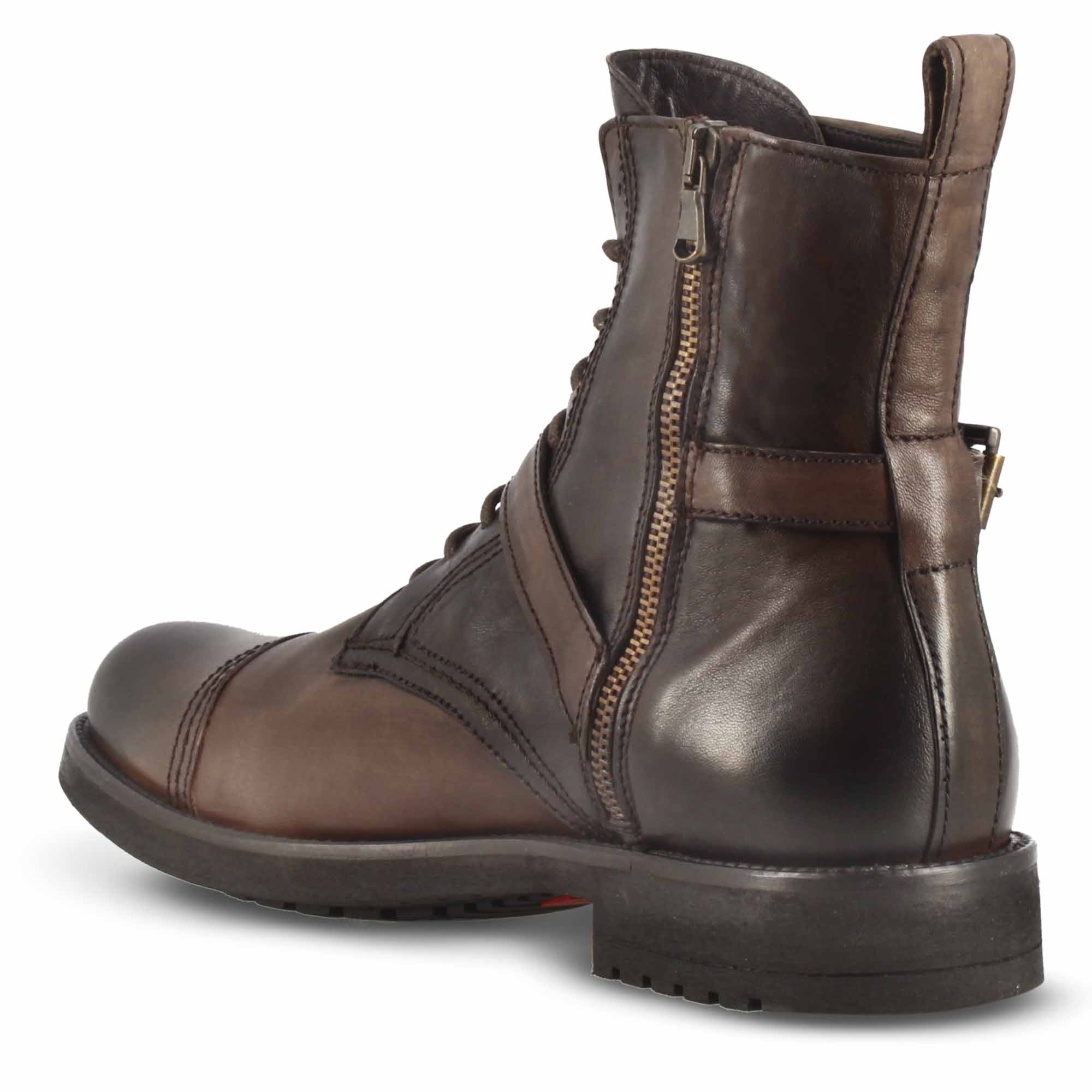 Leonardo Shoes anfibio uomo pelle marrone scuro suola gomma