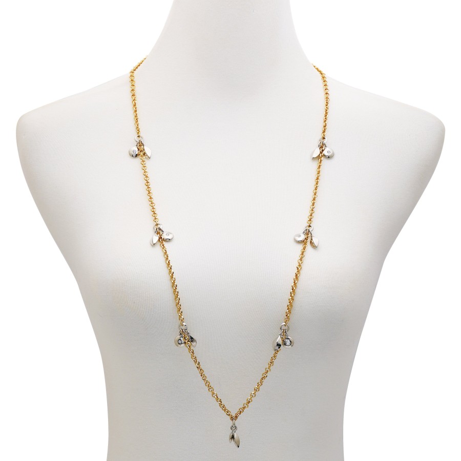 Vince Camuto Collana Lunga Donna Foglia Oro Bicolore