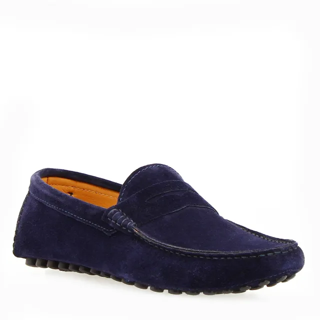 Leonardo Shoes Garda mocassini uomo camoscio blu navy