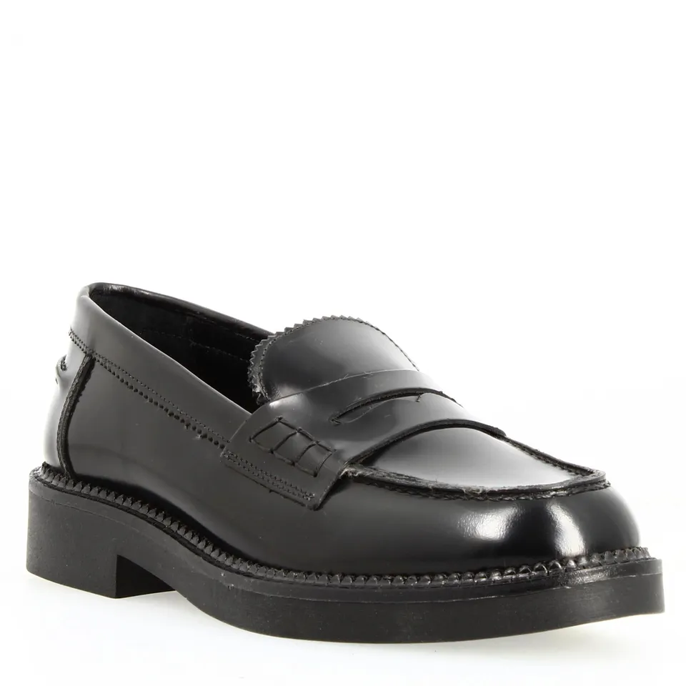 Leonardo Shoes Domitilla Mocassini Donna Nero Pelle Tacco 3 cm