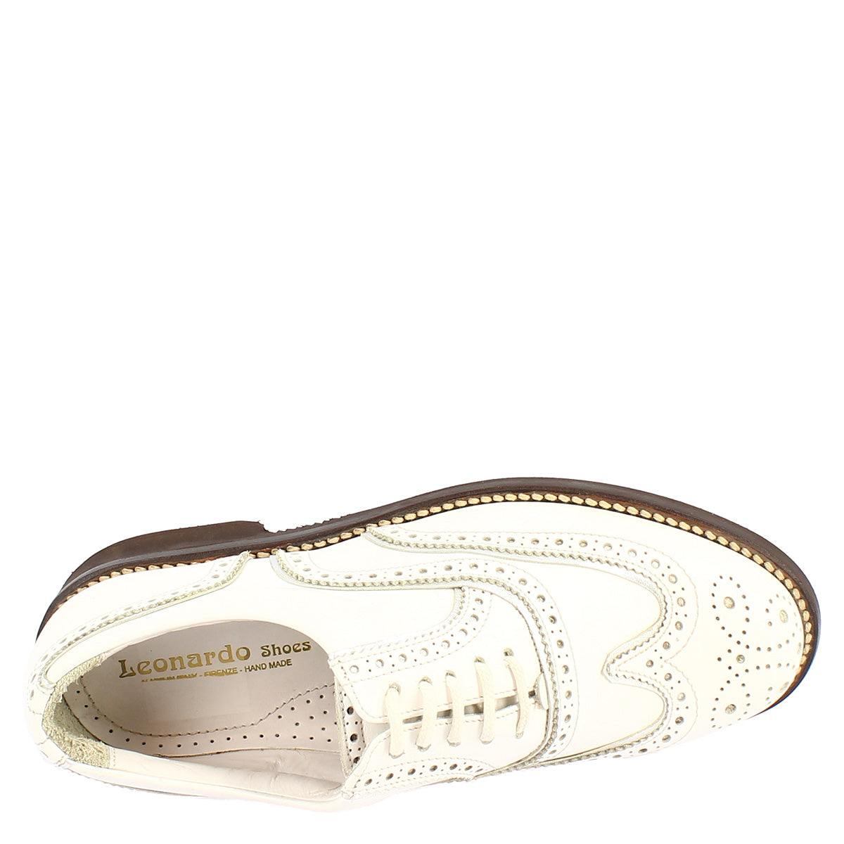 Leonardo Shoes Golf Scarpe da Golf Bianco Pelle Impermeabili