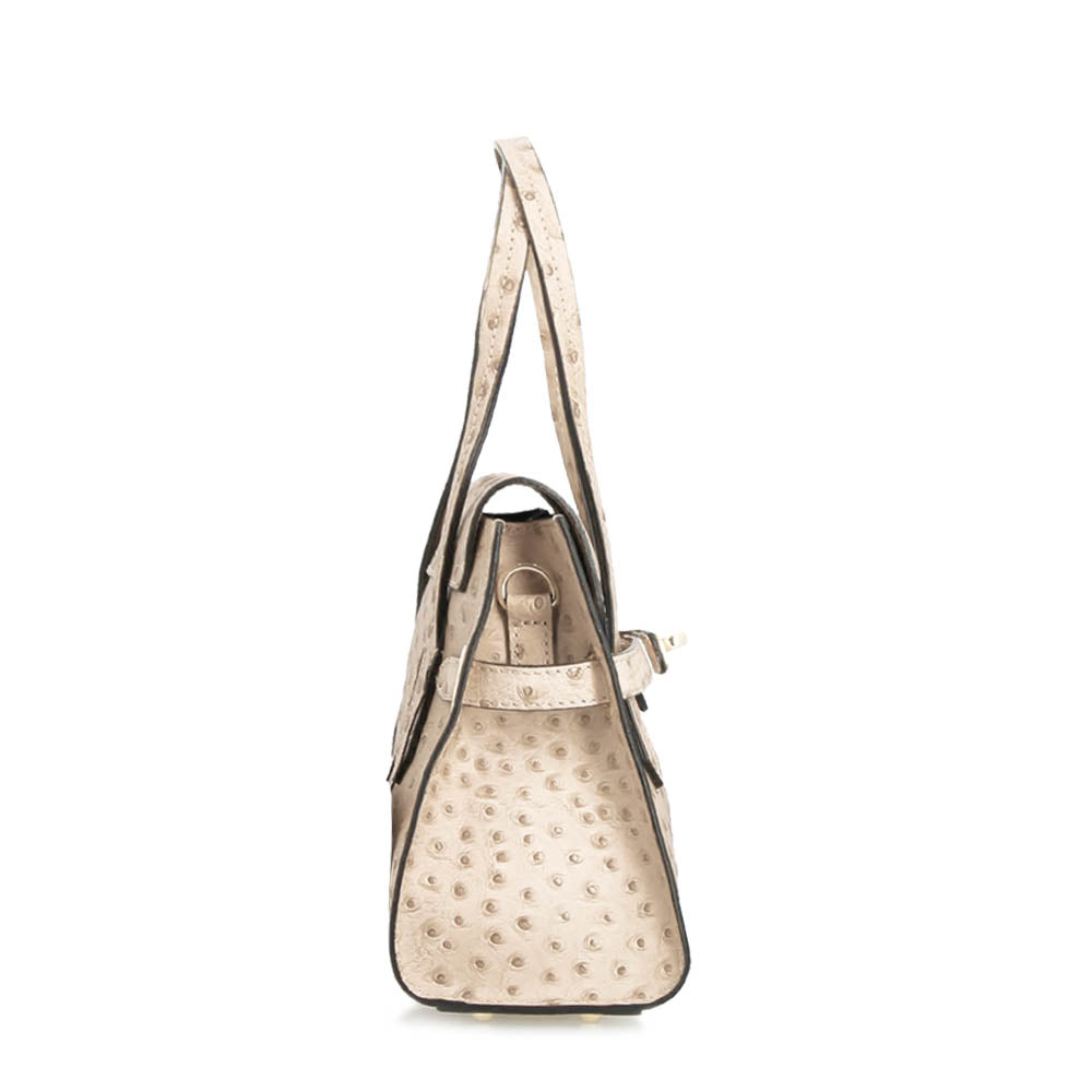 Leonardo Shoes Borse Donna Rosetta M bianca struzzo a mano