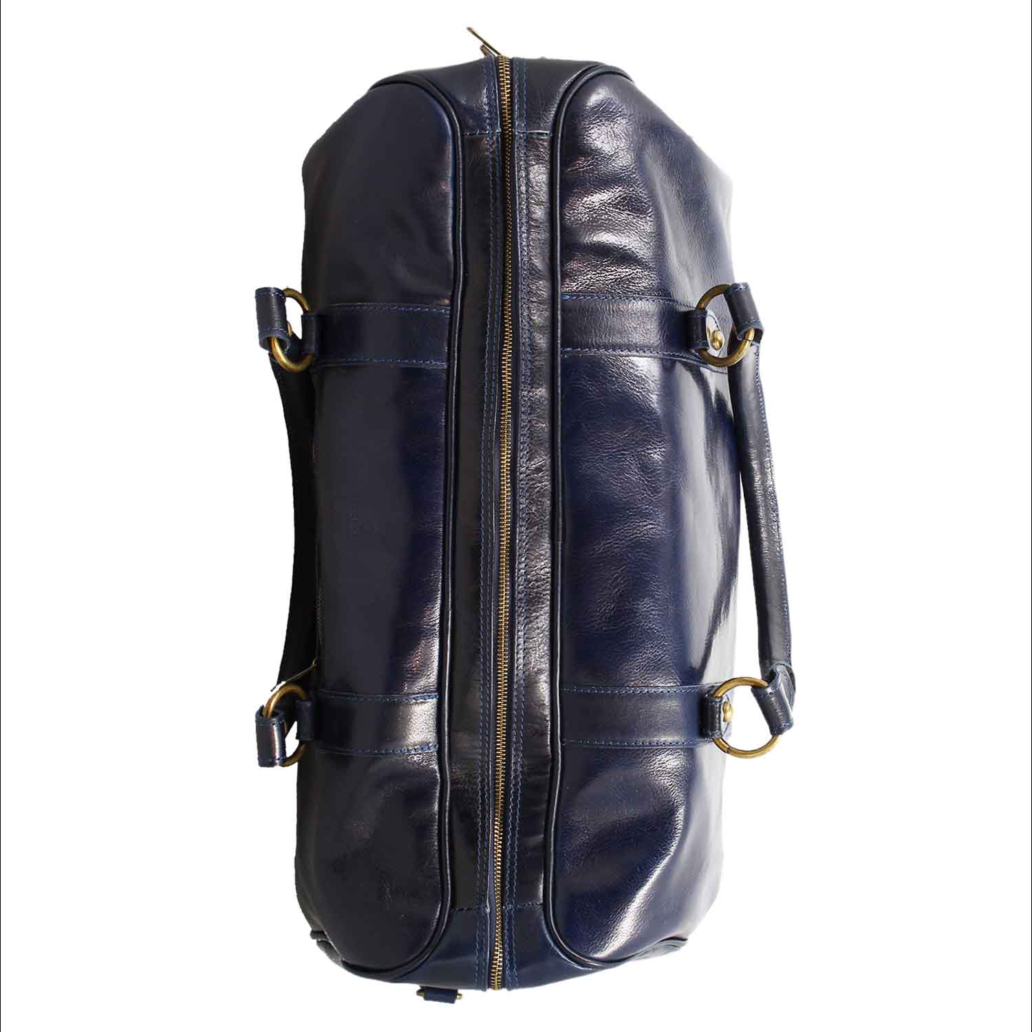 Leonardo Shoes Marco borsone viaggio uomo blu pelle tracolla