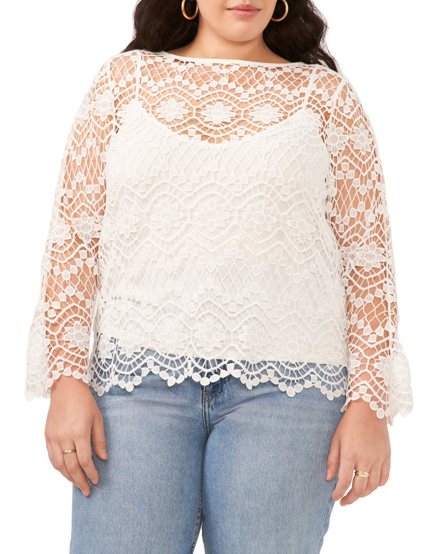 Vince Camuto camicetta corta pizzo floreale taglie forti