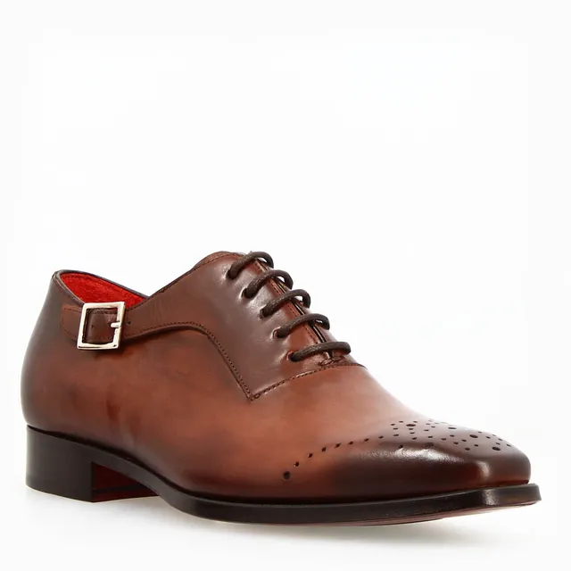 Leonardo Shoes Appiano Francesine Uomo Marrone Pelle Fibbia