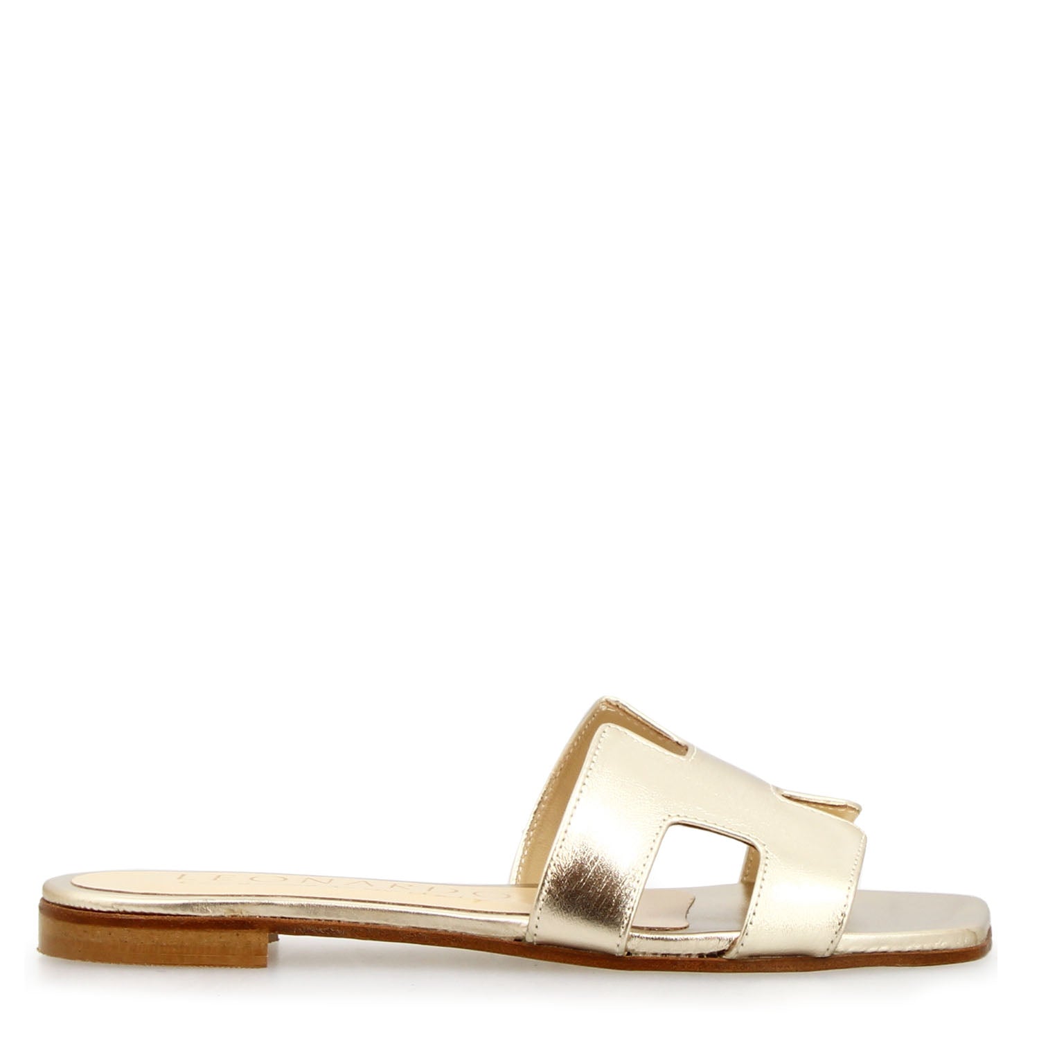 Leonardo Shoes Harmony Sandalo Pelle Platino Tacco 1 cm