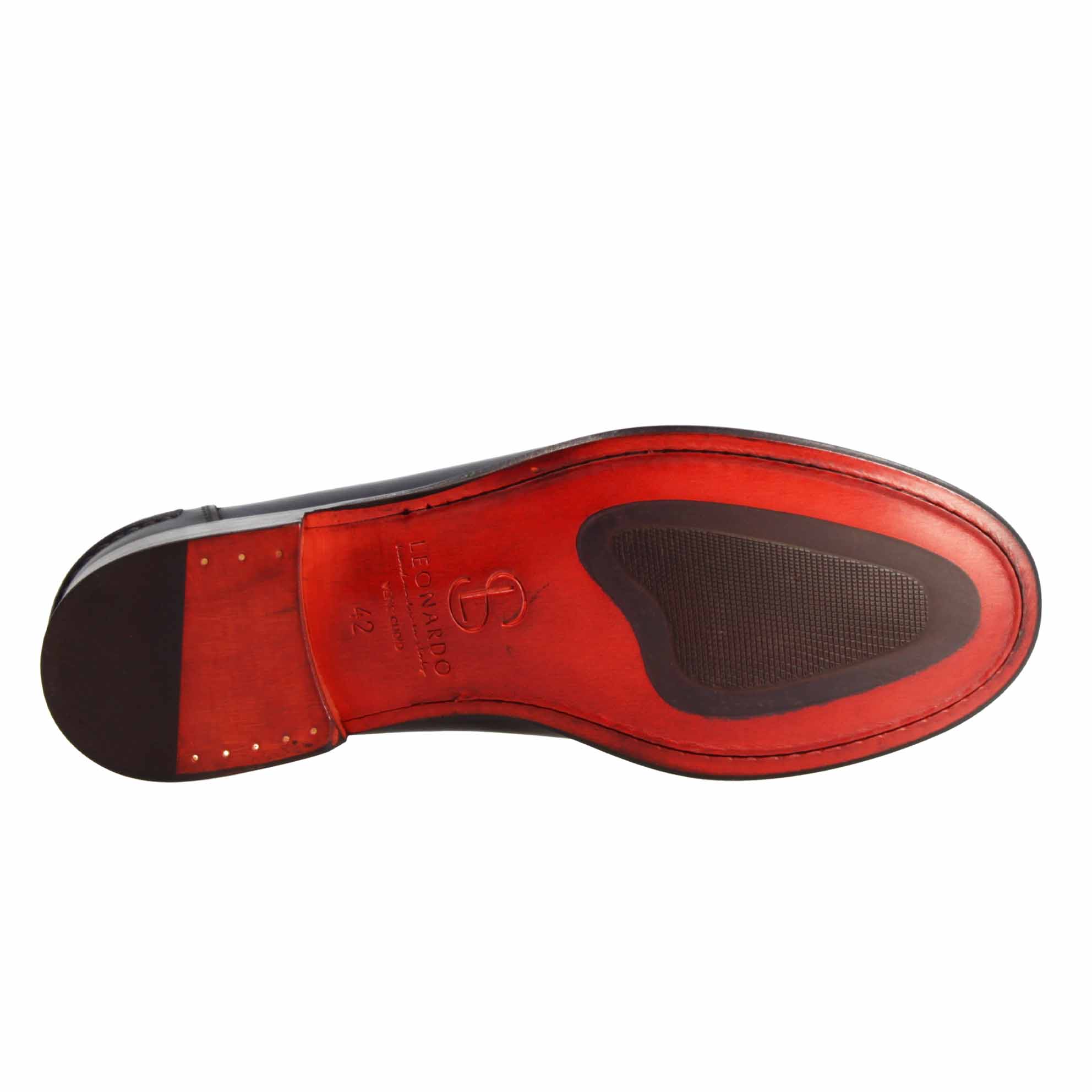Leonardo Shoes Mocassini Uomo Rialto Blu Pelle Suola Cuoio