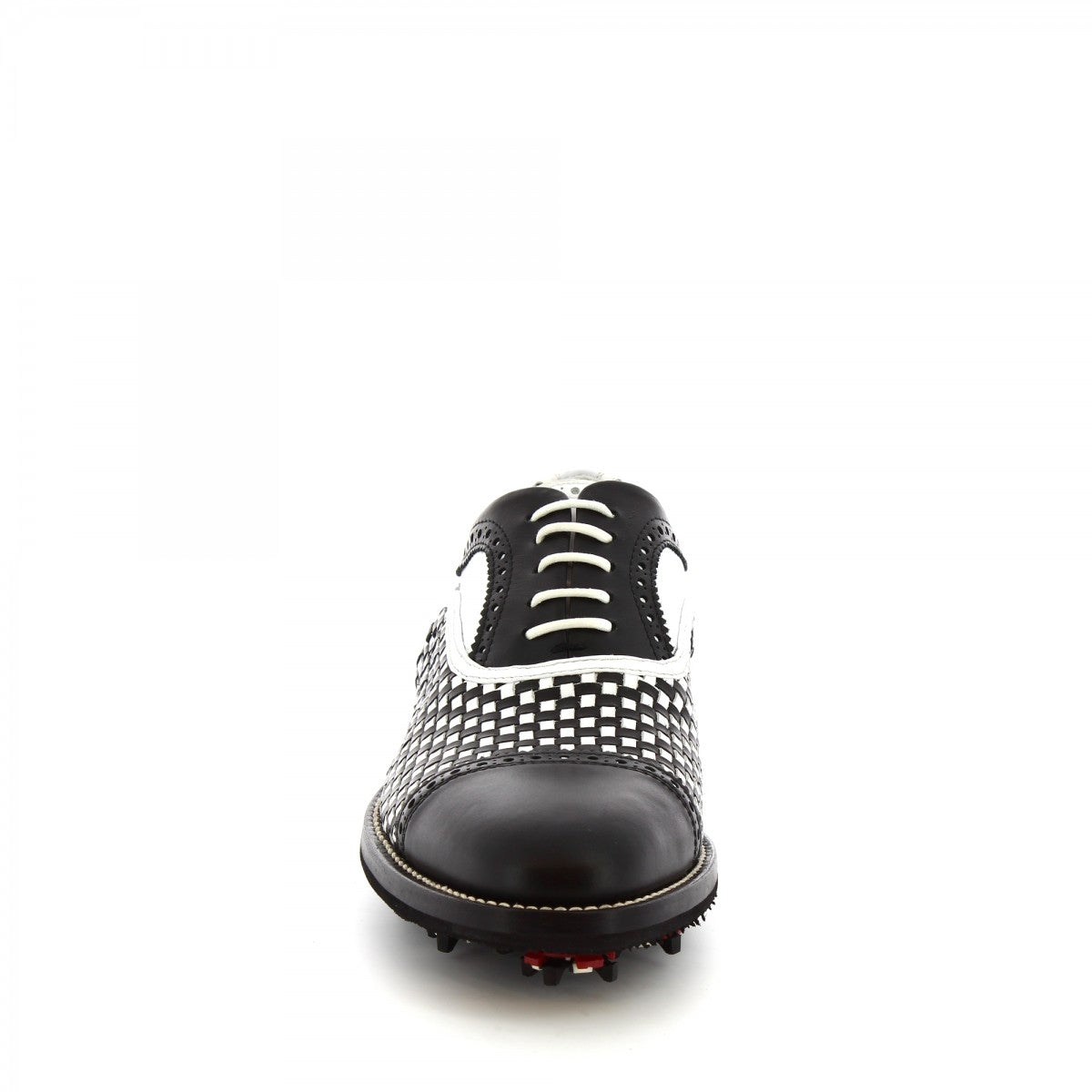 Leonardo Shoes Golf scarpe da golf pelle intrecciata nero 43