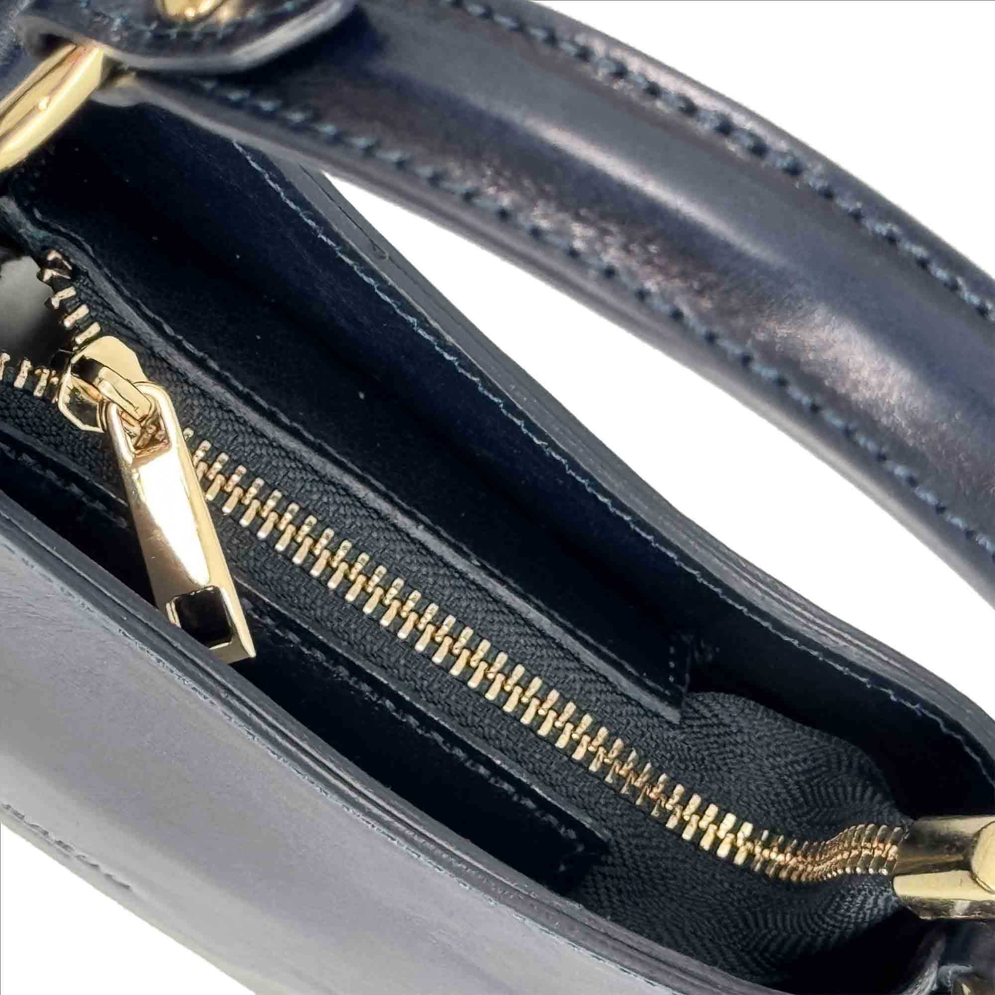 Leonardo Isotta S mini borsa mezzaluna pelle blu