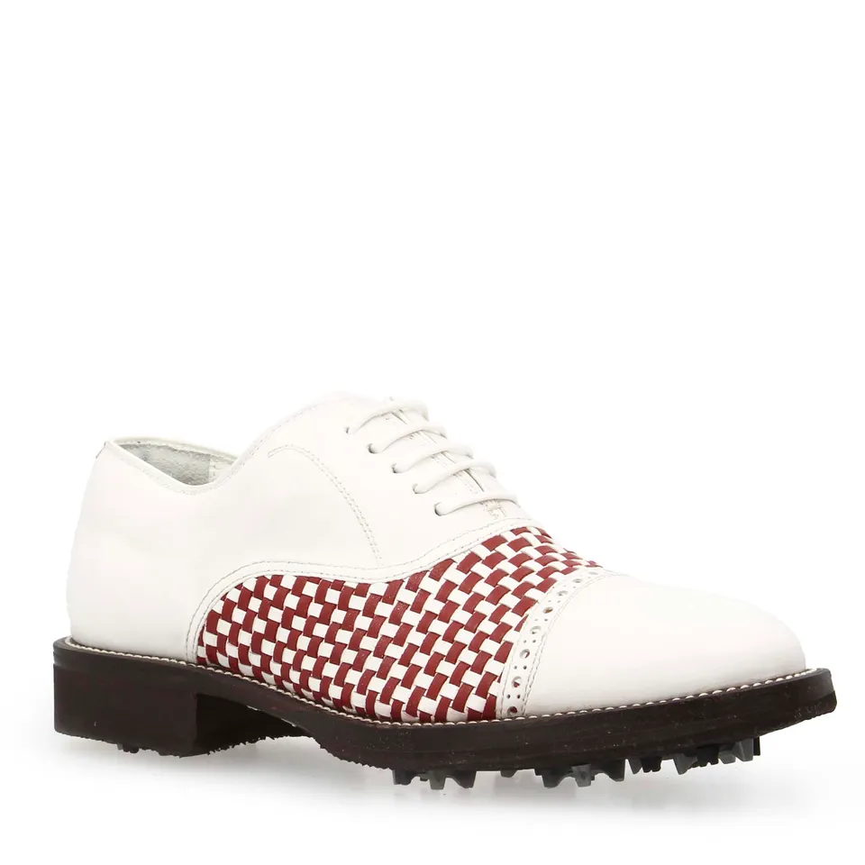 Leonardo Shoes Golf Calzature scarpe golf pelle bianco rosso