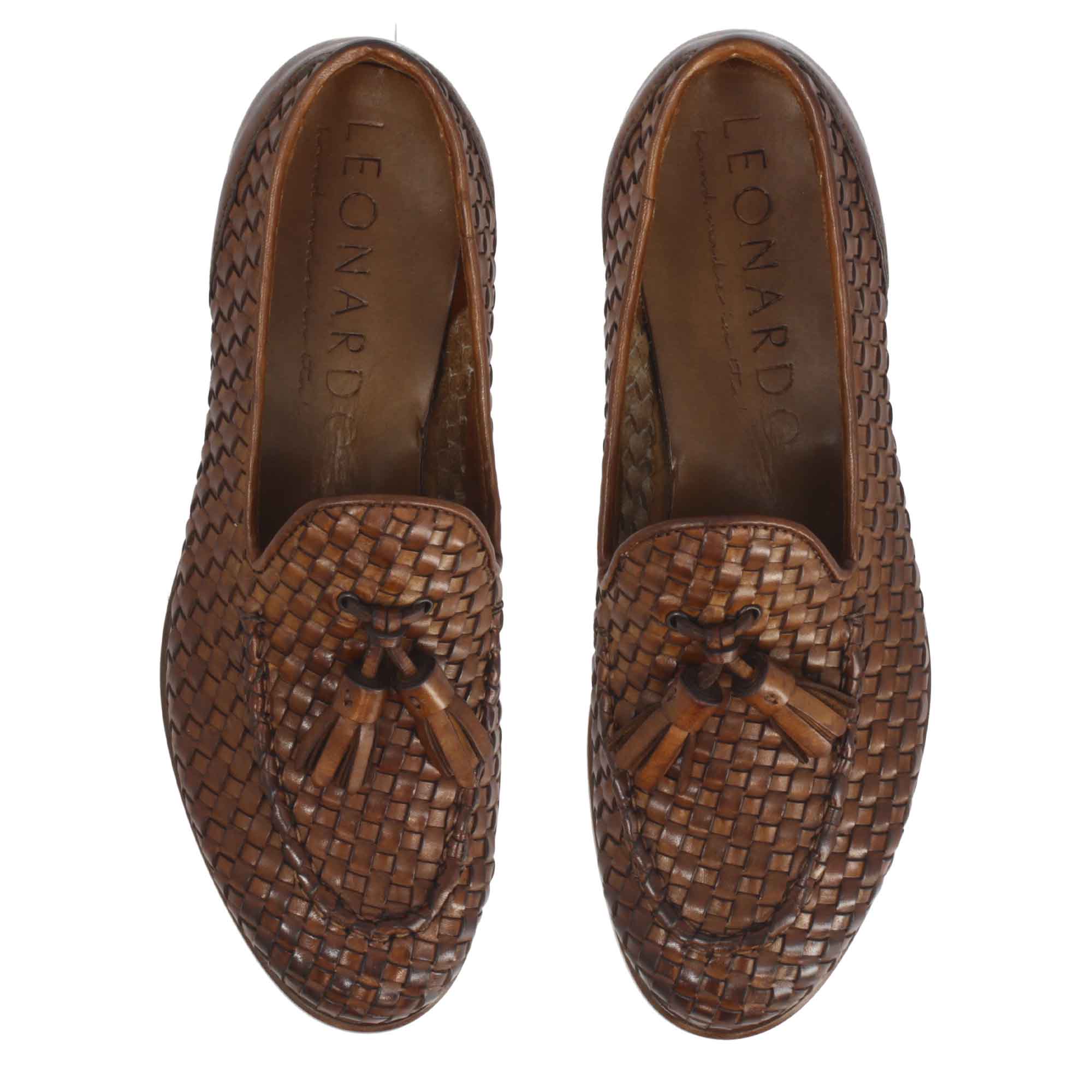 Leonardo Shoes Novella mocassini donna pelle marrone nappine