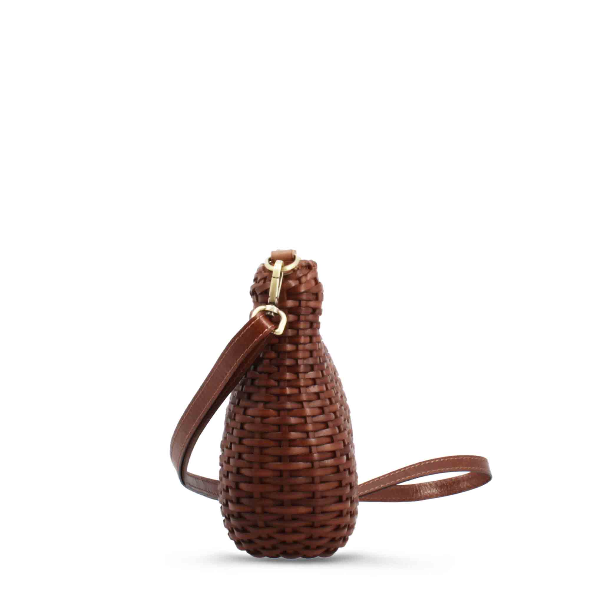 Leonardo Shoes Canestra S borsa donna marrone intrecciata