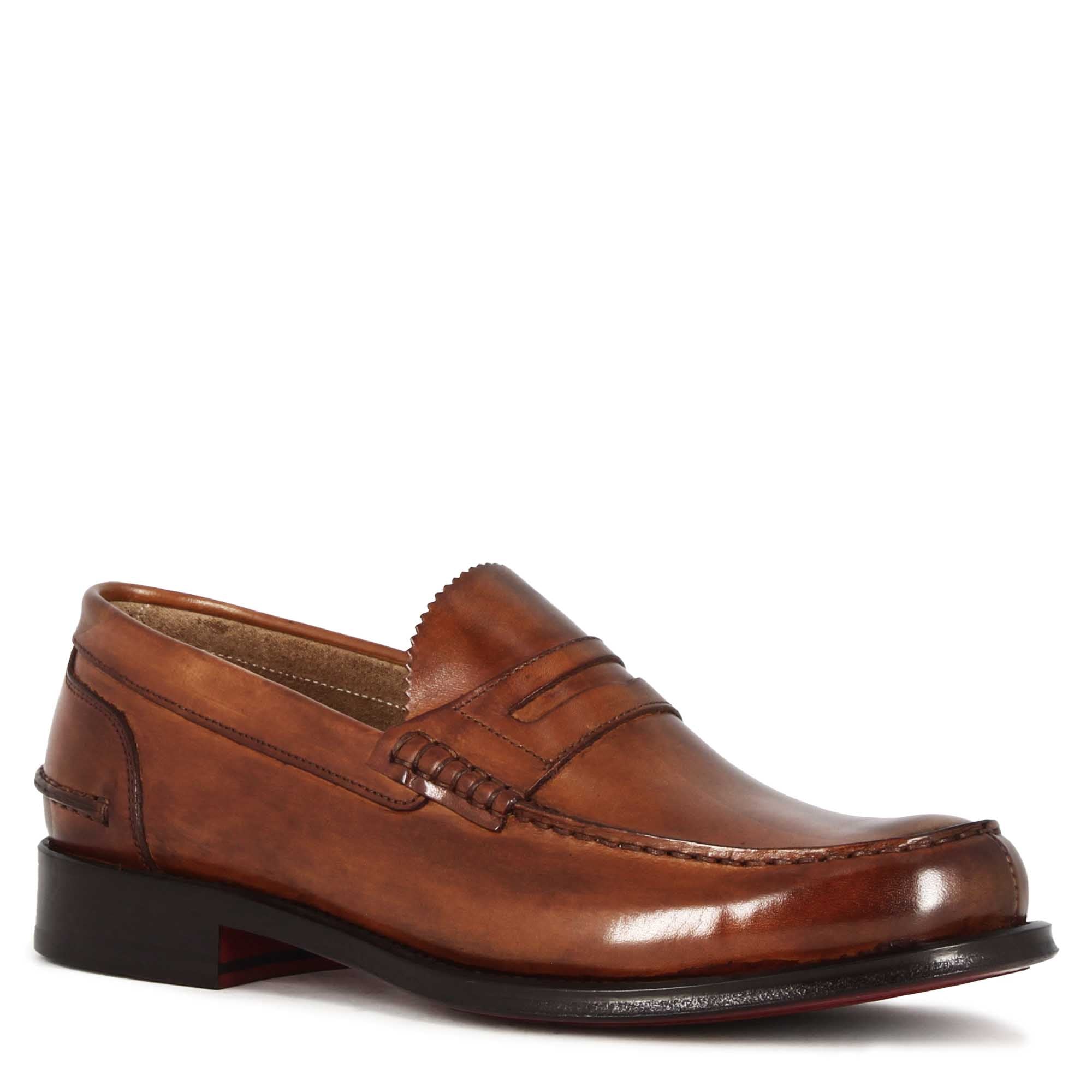 Leonardo Shoes Mocassini Uomo college pelle marrone