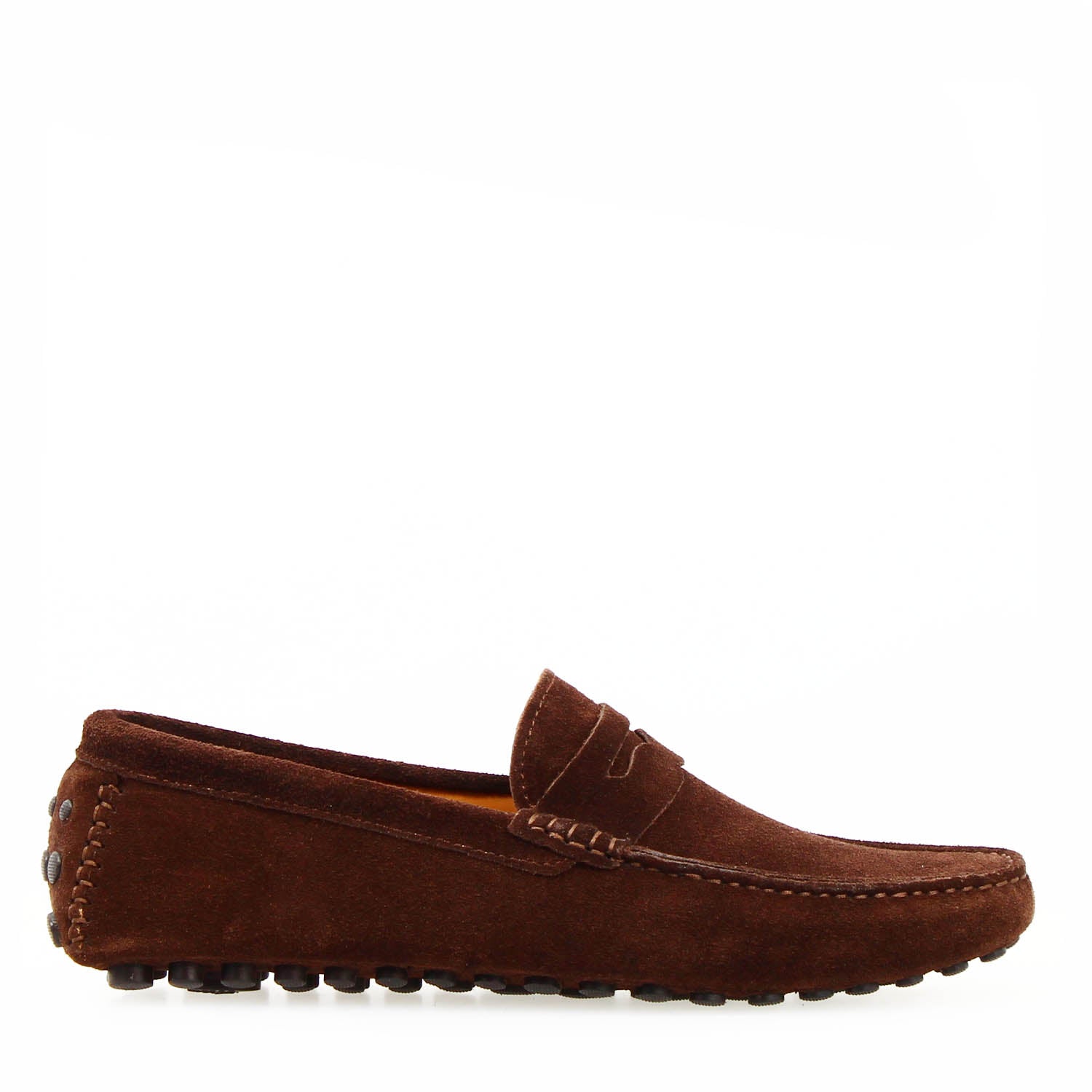 Leonardo Shoes Garda Mocassini Uomo Camoscio Marrone Scuro