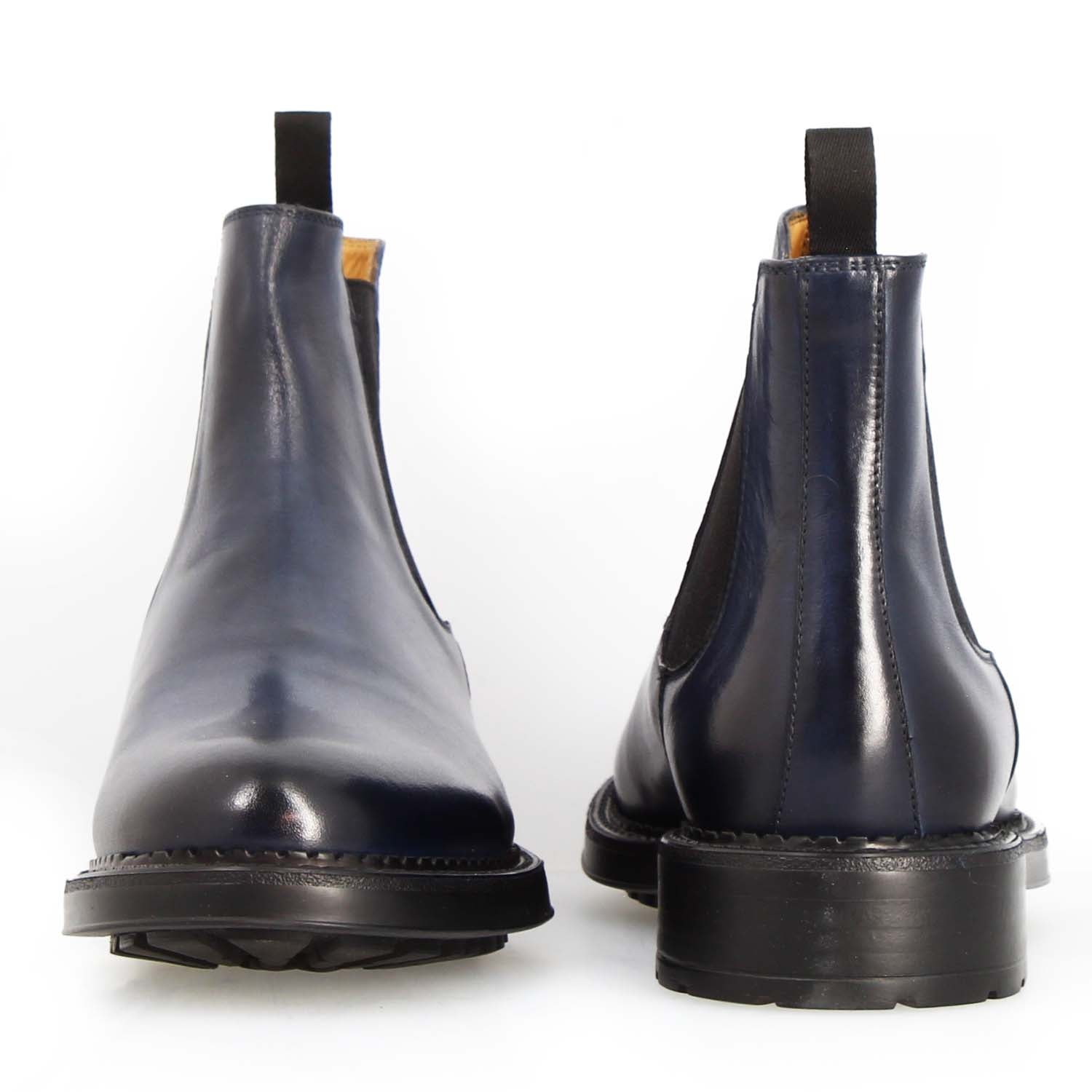 Leonardo Agusto stivaletto Chelsea pelle blu uomo Wearlight