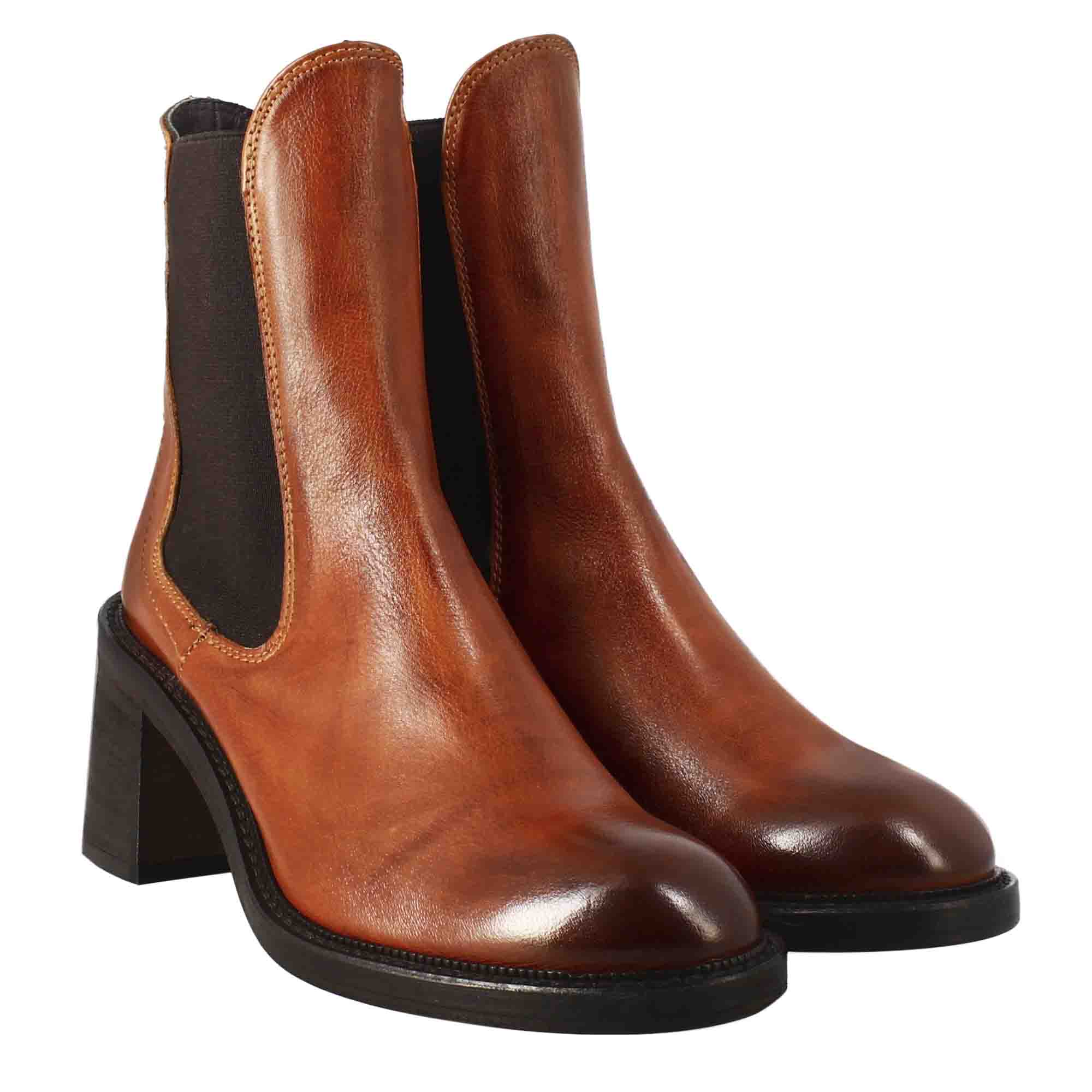 Leonardo Shoes Diver Chelsea Stivaletti Donna Pelle Cuoio