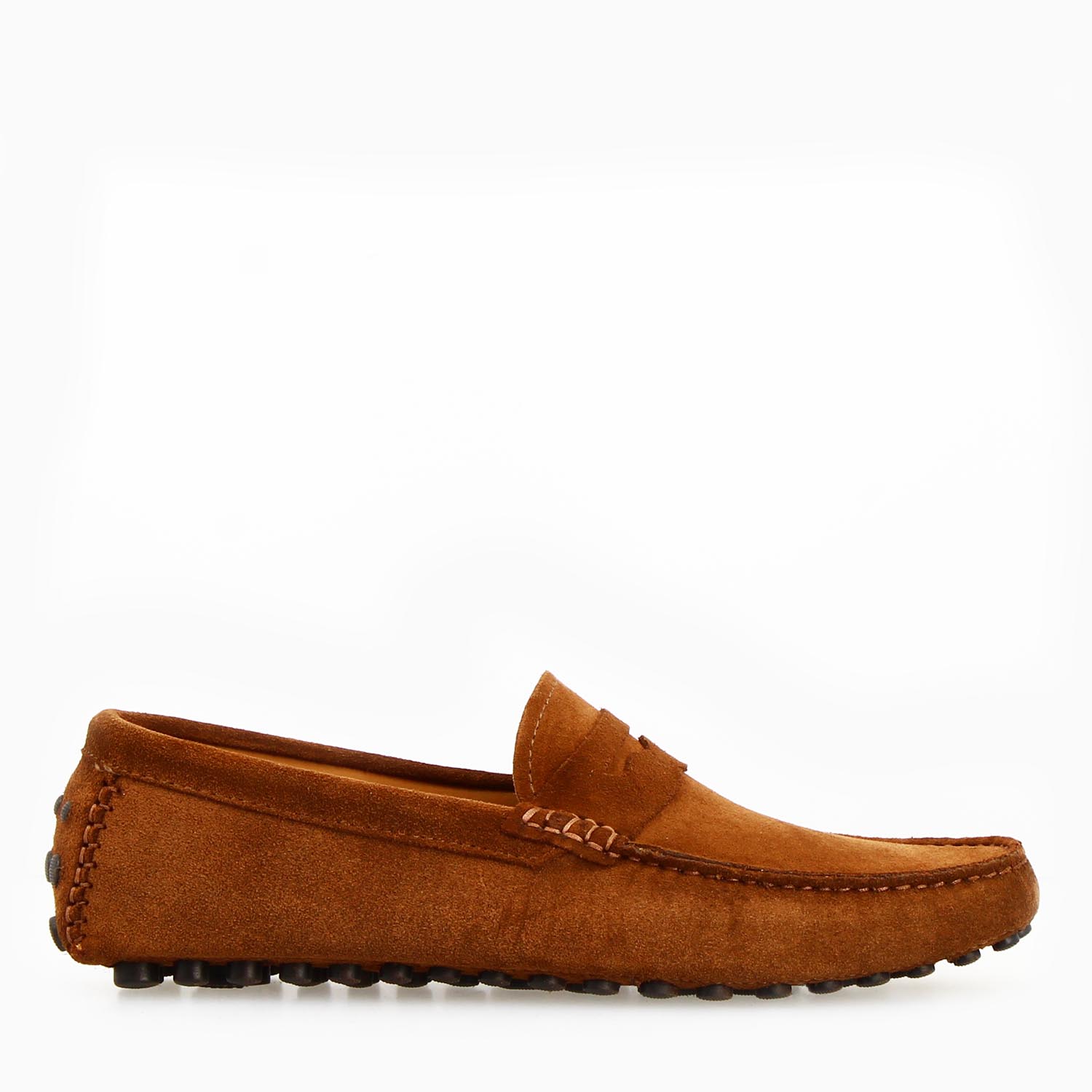 Leonardo Shoes Mocassini Uomo Garda Cam Camoscio Marrone Slip-On