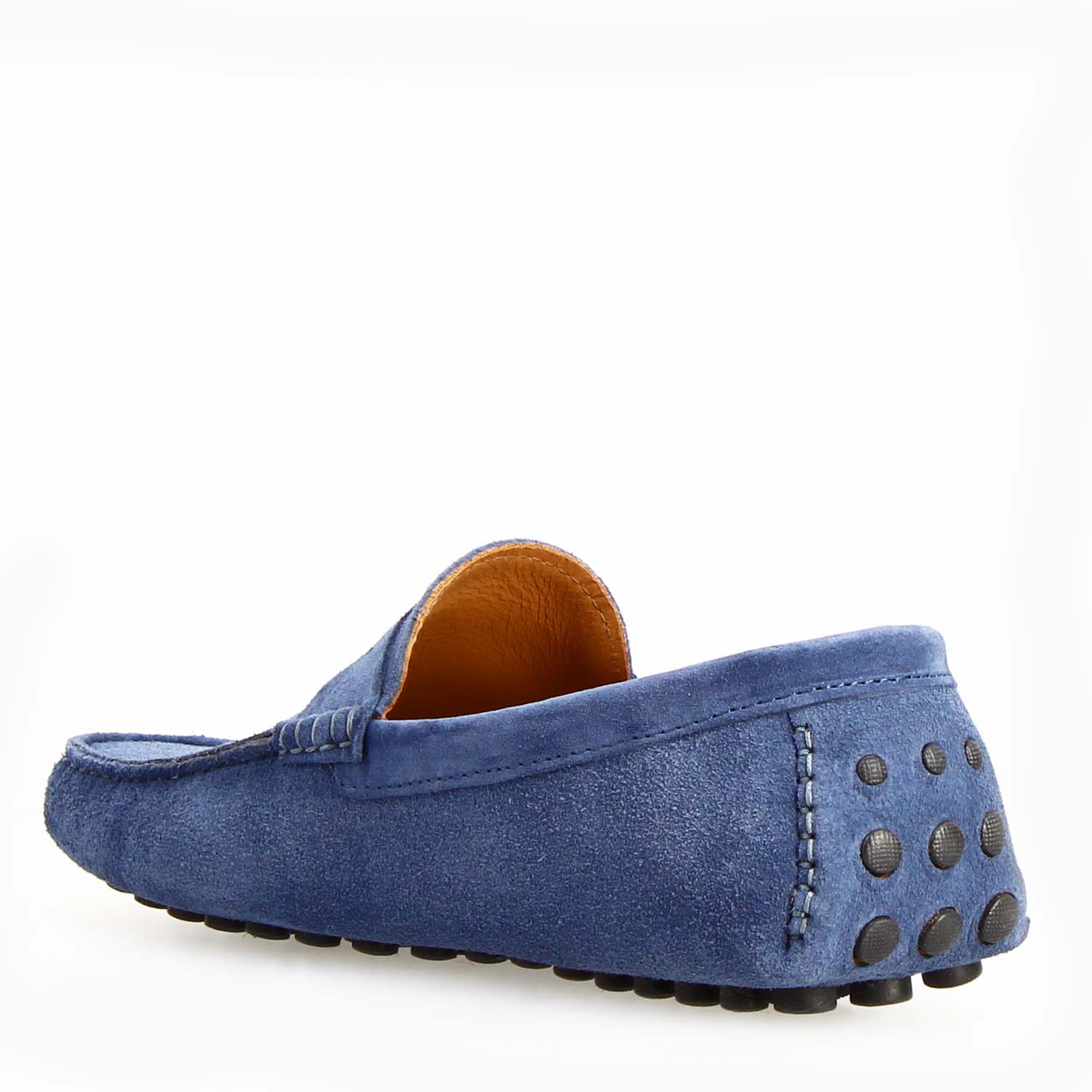 Leonardo Shoes Garda mocassini uomo celeste camoscio