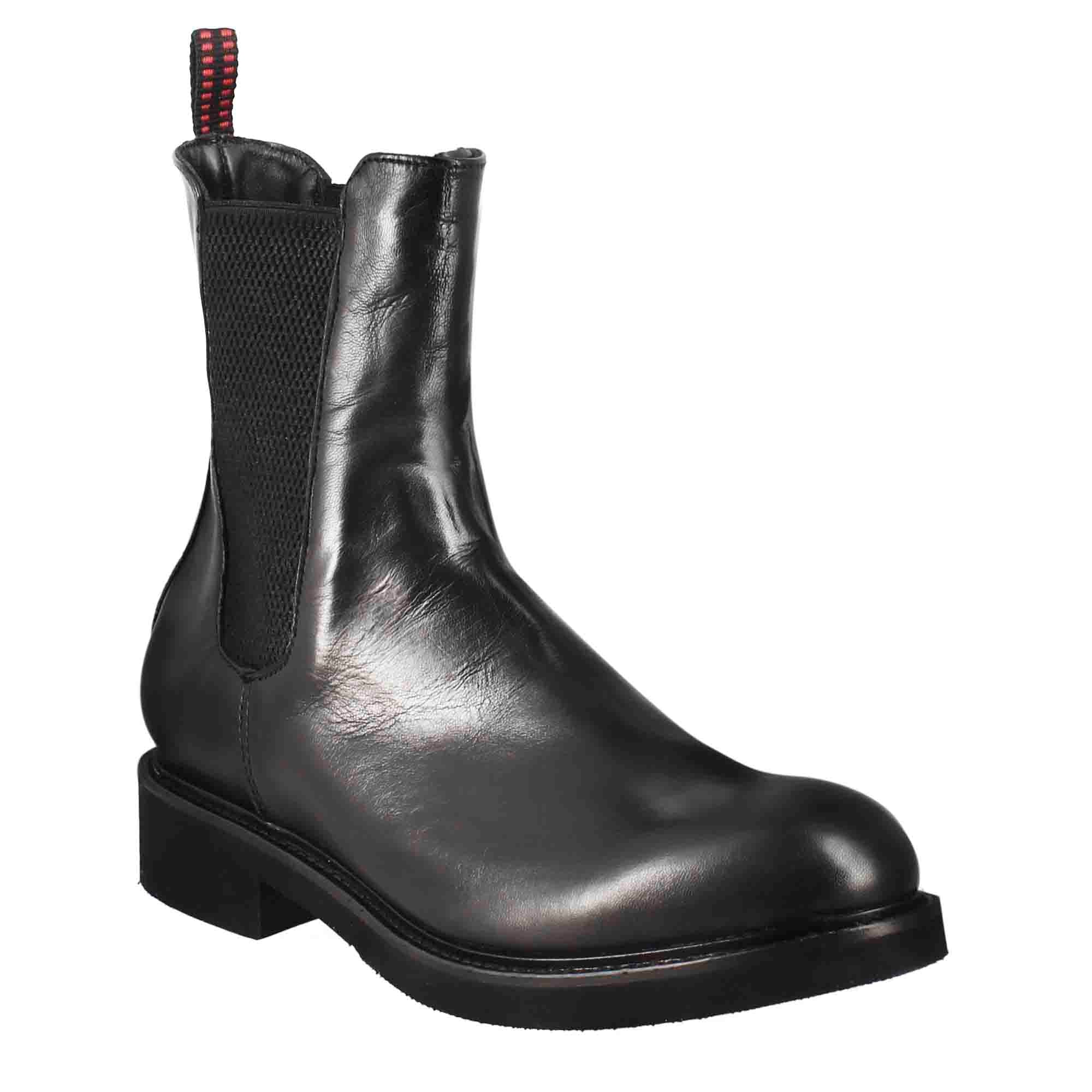 Leonardo Shoes Paupa stivaletti donna pelle nero chelsea