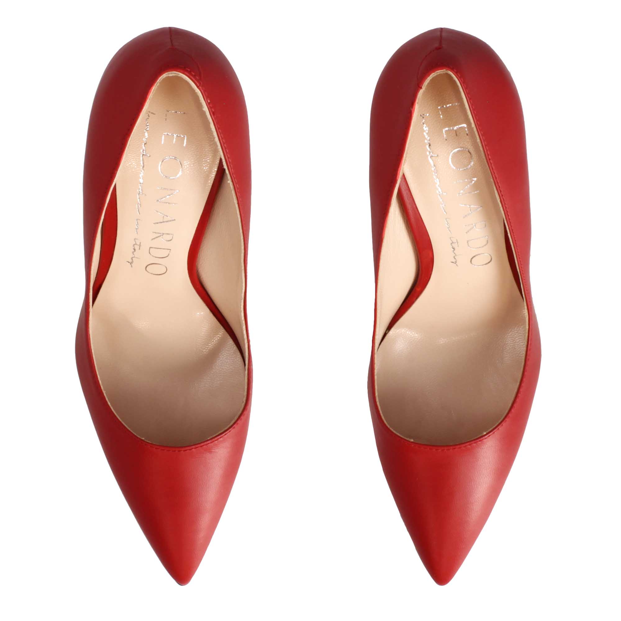 Leonardo Shoes Décolleté Donna rosso tacco 10 pelle