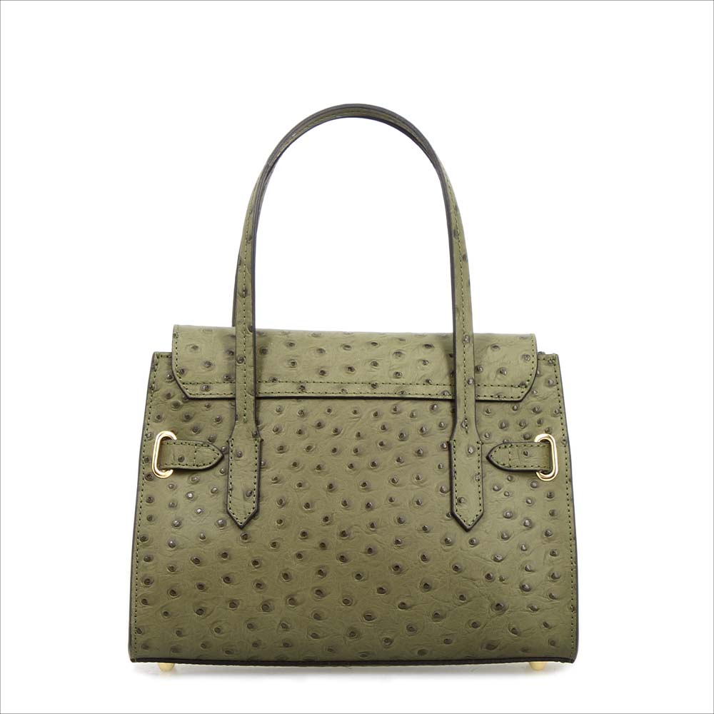 Leonardo Shoes Rosetta M borsa donna verde stampa struzzo