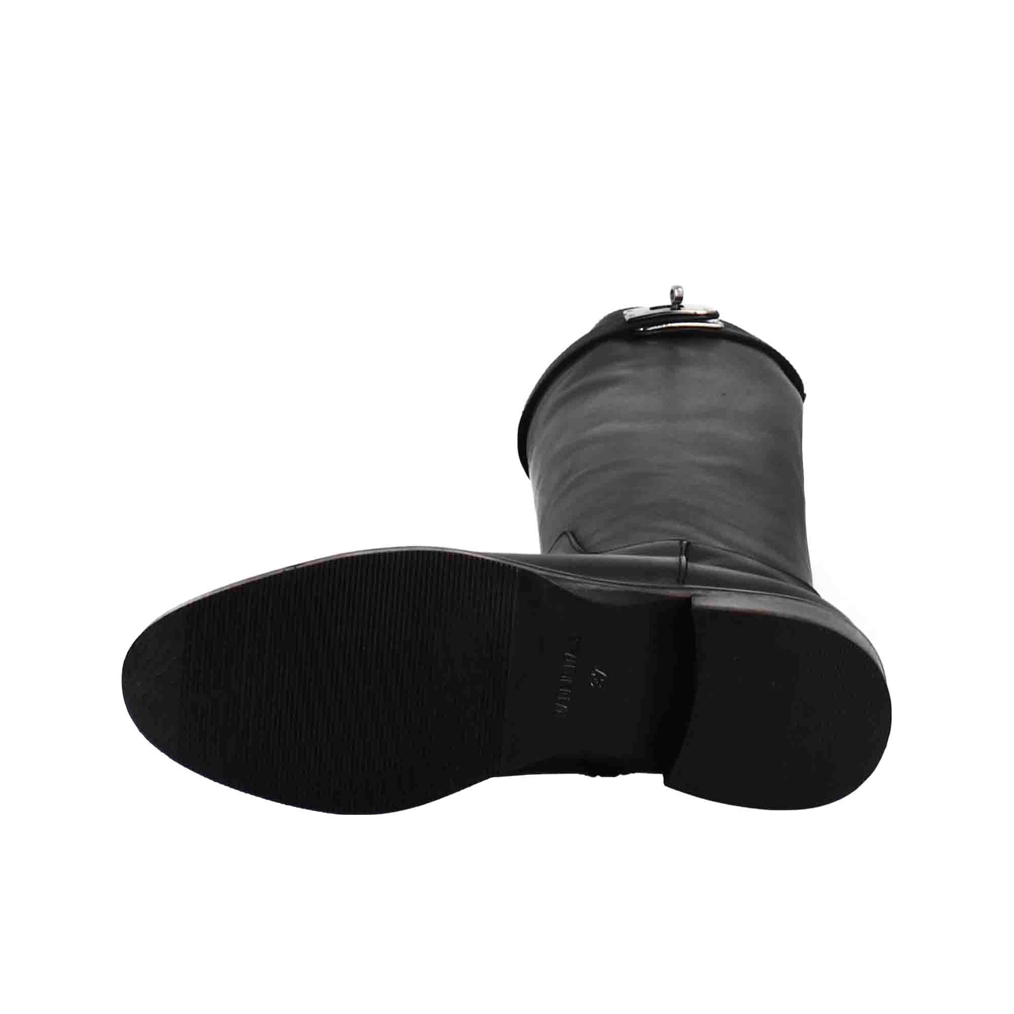Leonardo Stivali Donna stivale pelle nero tacco basso 3 cm