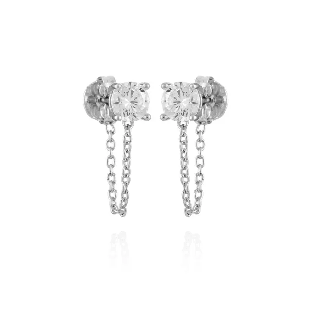Vince Camuto orecchini pendenti catena cristallo argento