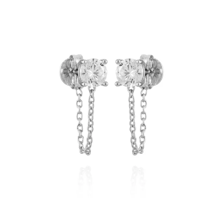 Vince Camuto orecchini pendenti catena cristallo argento