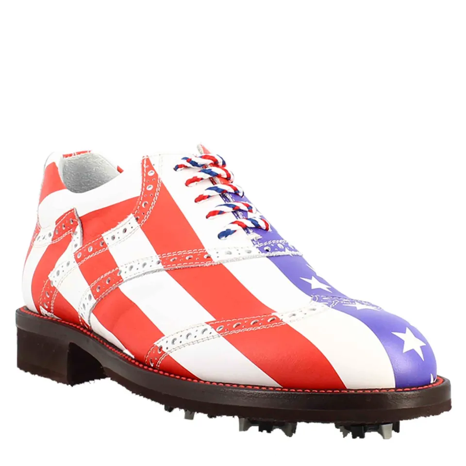 Leonardo Shoes USA scarpe da golf pelle blu rosso bianco