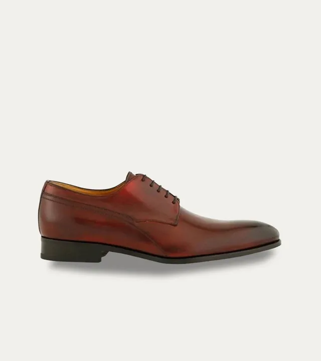 Ace Marks Louis Plain Toe Blucher scarpe derby bordeaux pelle