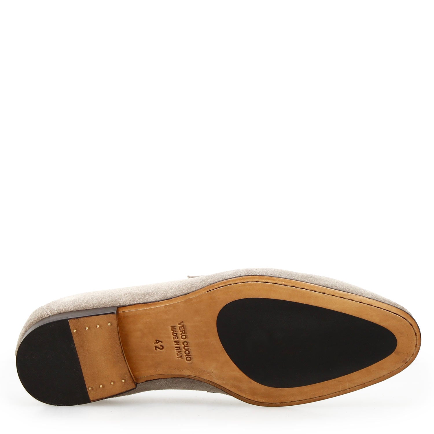 Leonardo Shoes Mocassini Uomo Manfredo camoscio grigio suola cuoio