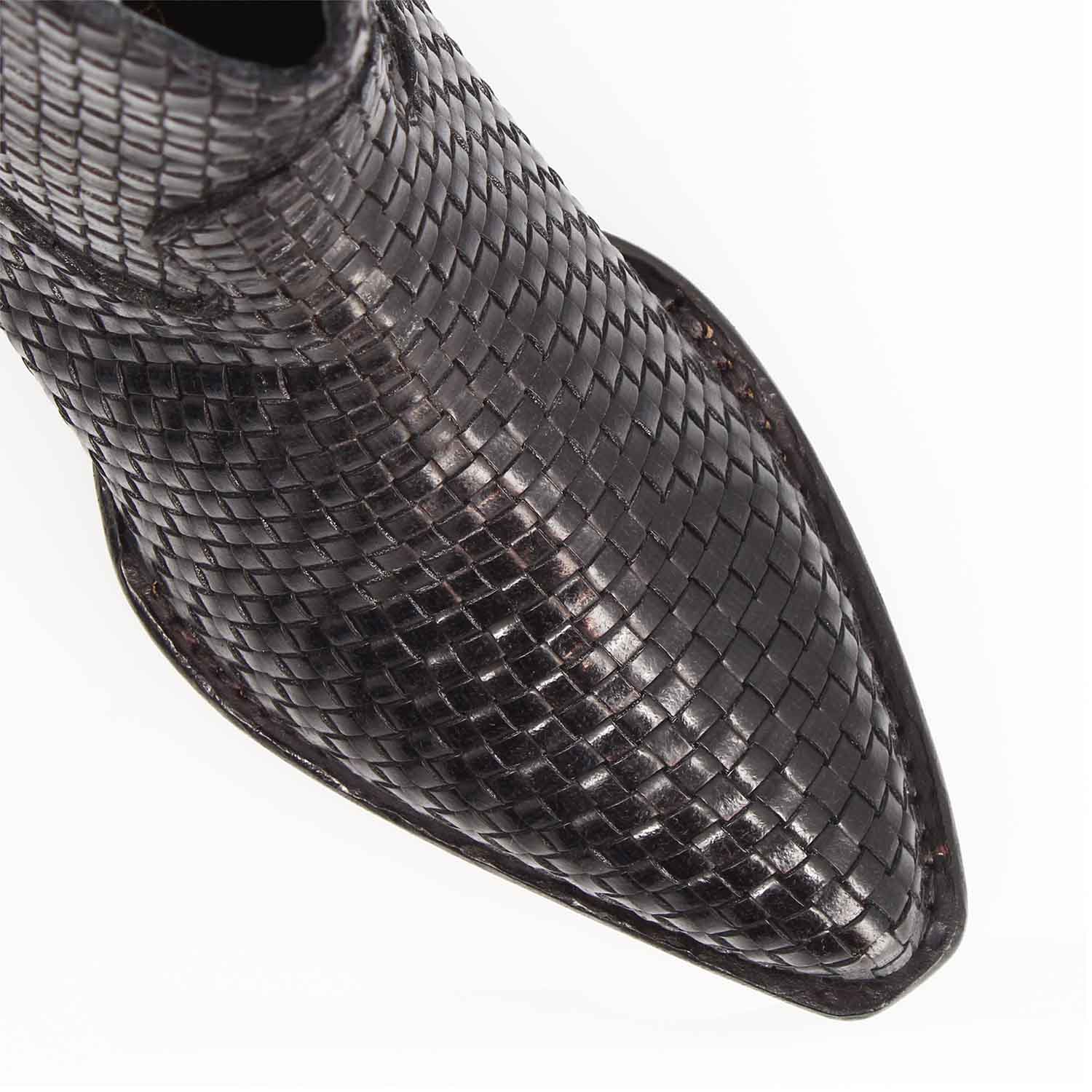 Leonardo Shoes Velvet Int stivaletti donna nero texano intrecciato