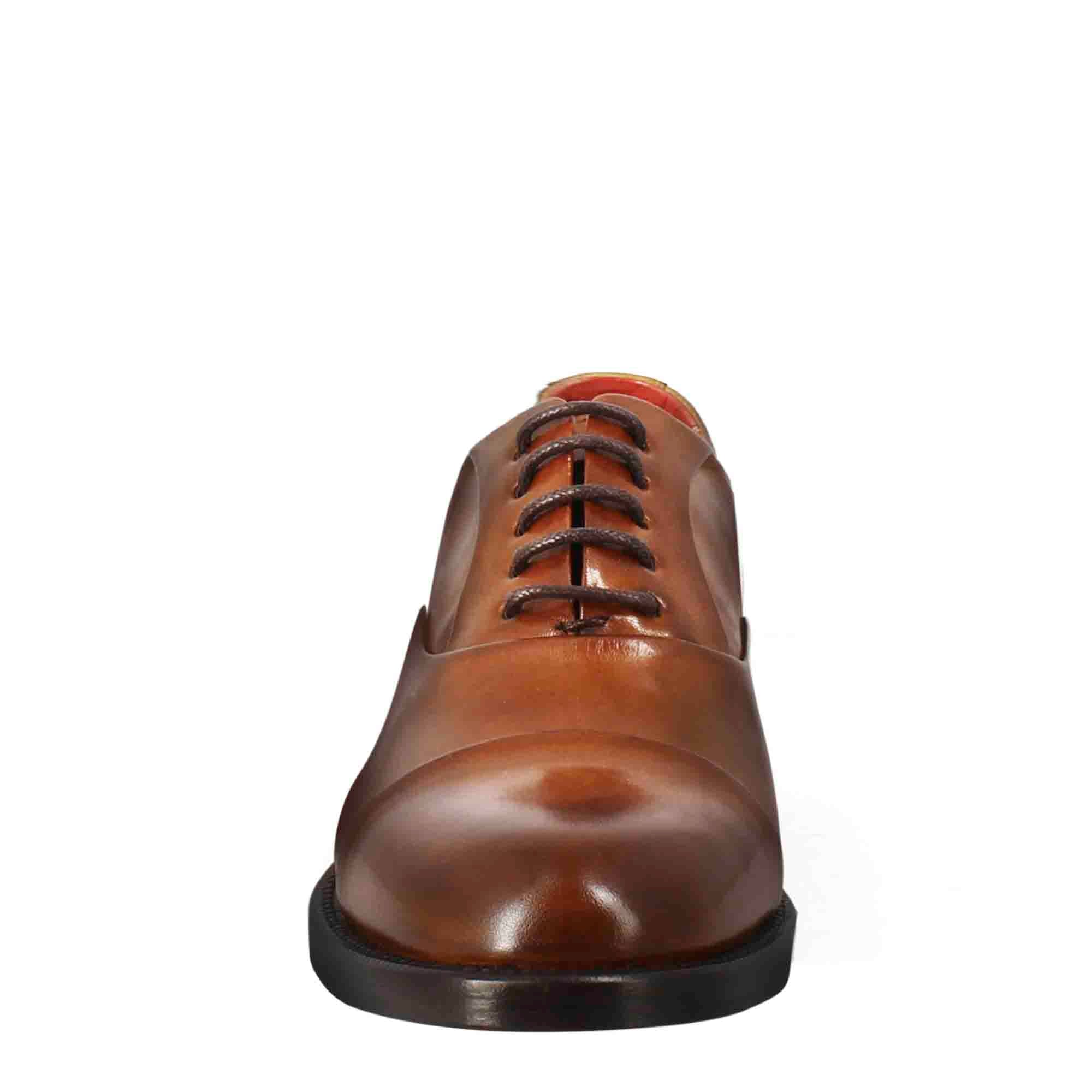 Leonardo Shoes Francesina donna pelle marrone chiaro stringata