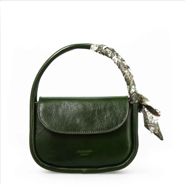 Leonardo Shoes Caterina borsa mano pelle verde
