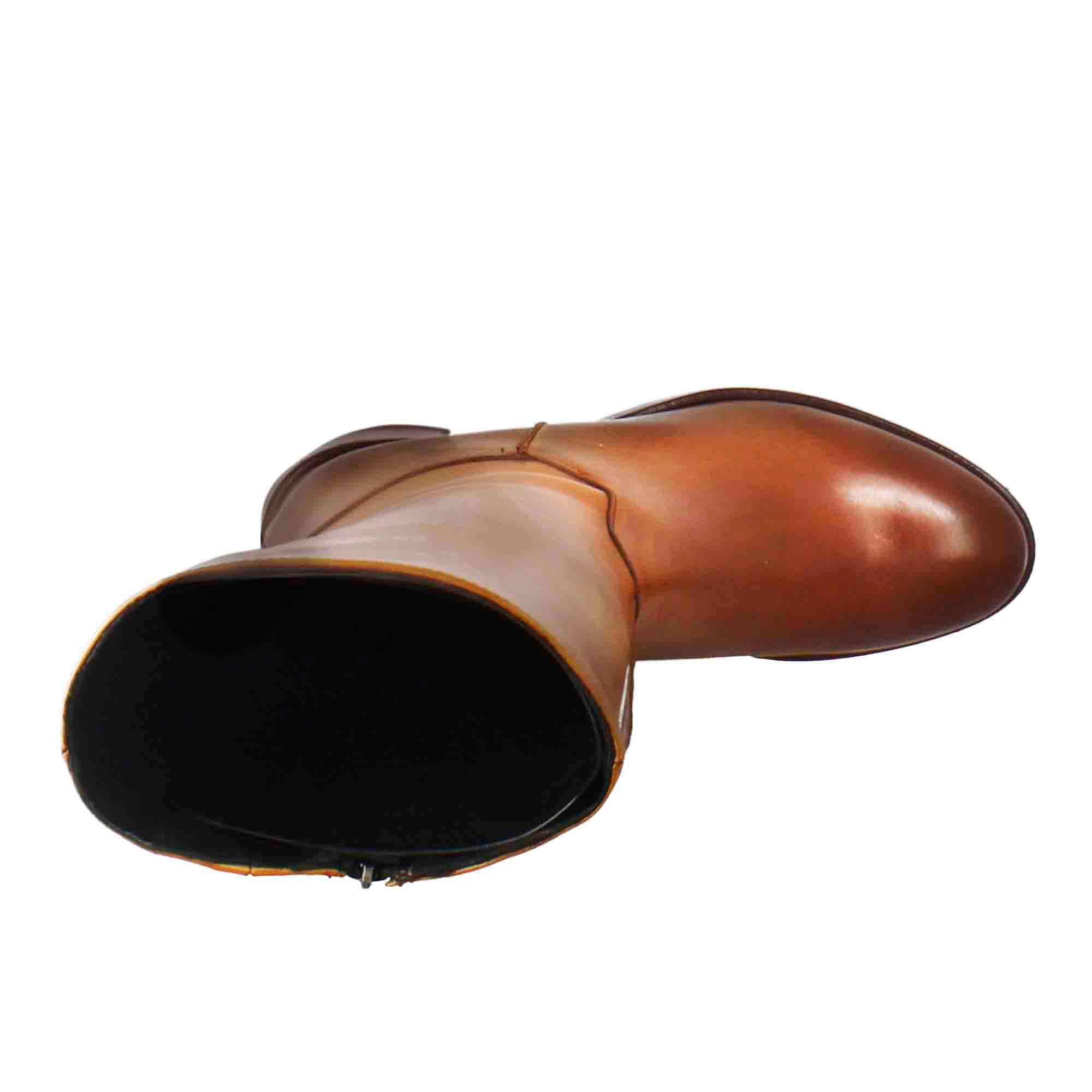 Leonardo Shoes stivali donna pelle marrone tacco 7 cm