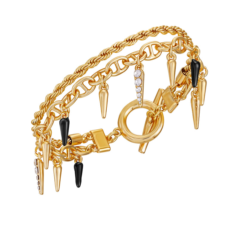 Vince Camuto bracciale donna oro cristallo multi-filo regolabile