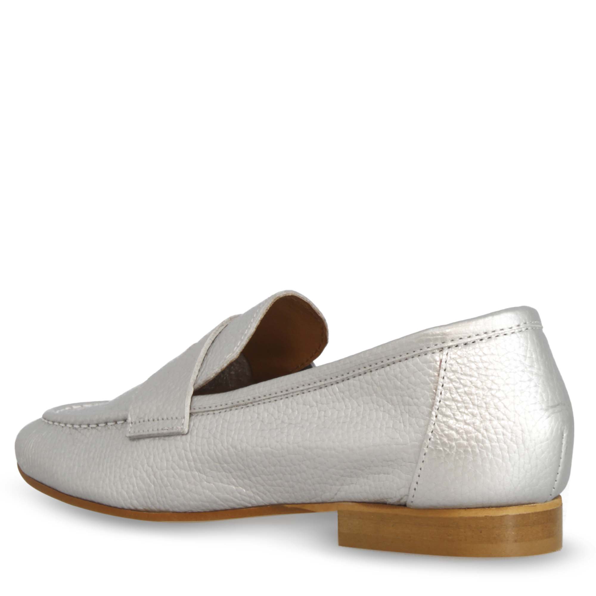 Leonardo Shoes Brenta Argento mocassini donna pelle argento