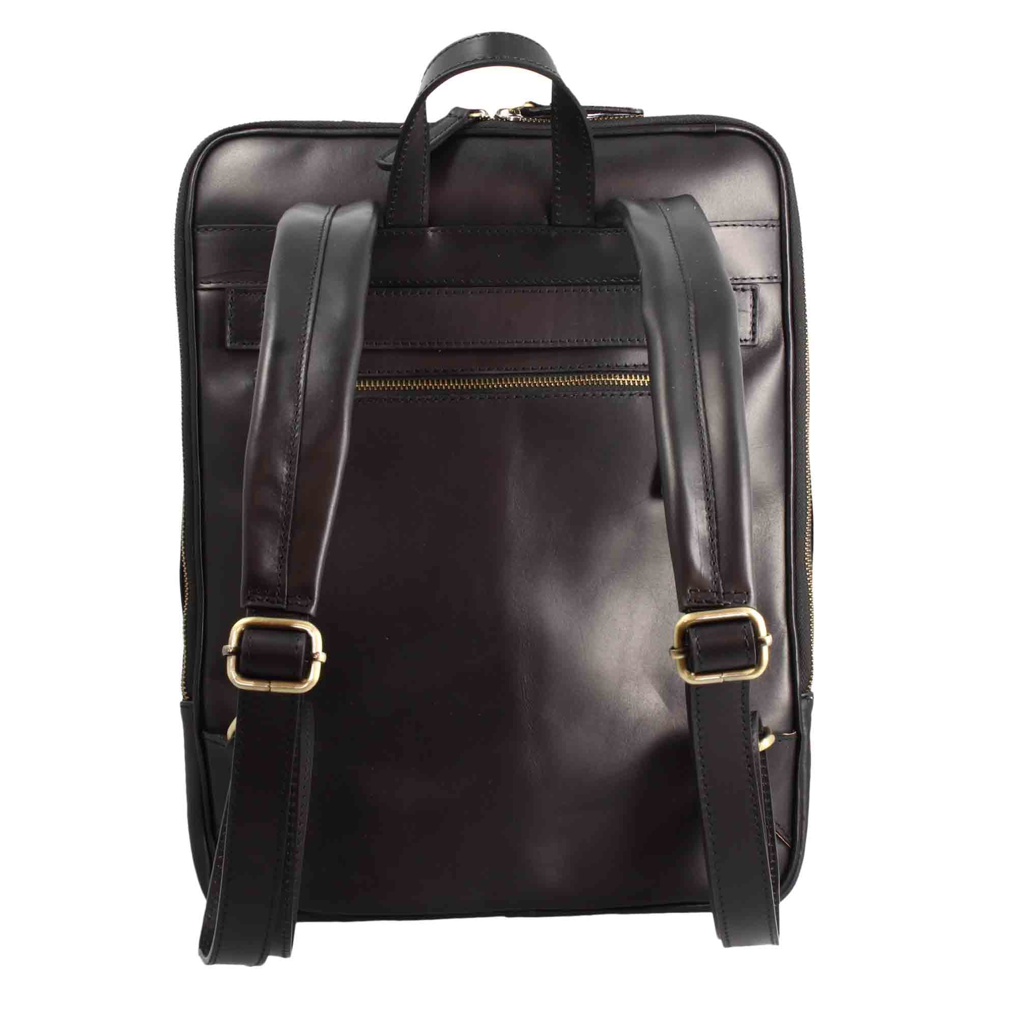 Leonardo Shoes Lorenzo Zaino Uomo Pelle Nero Doppio Scomparto