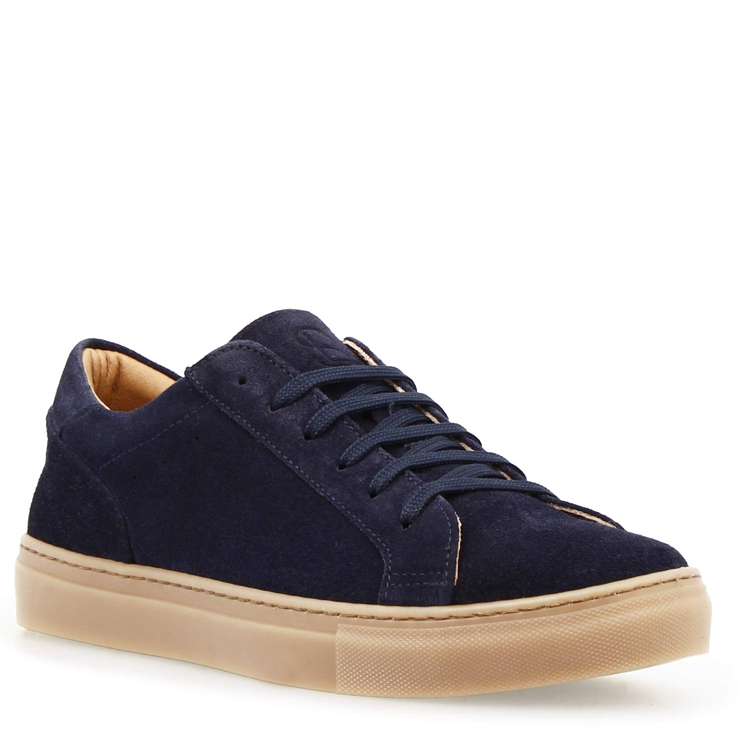 Leonardo Shoes Pitagora Sneakers Uomo Blu Camoscio