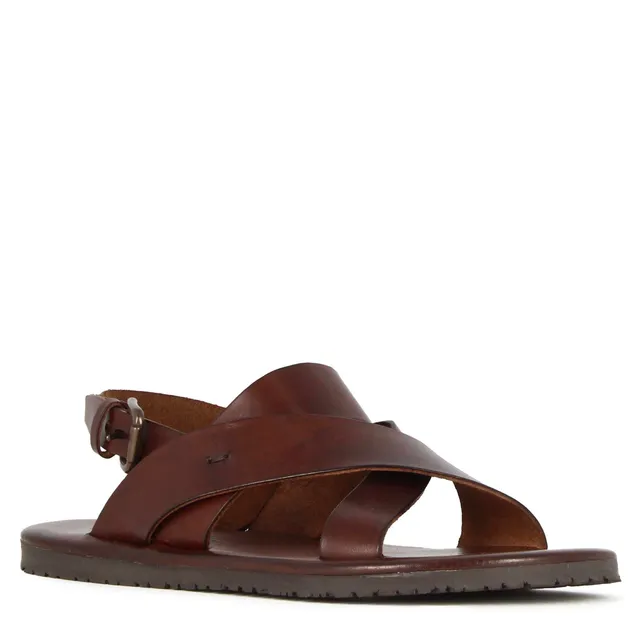 Leonardo Shoes Sandali Uomo sandalo marrone fasce intrecciate