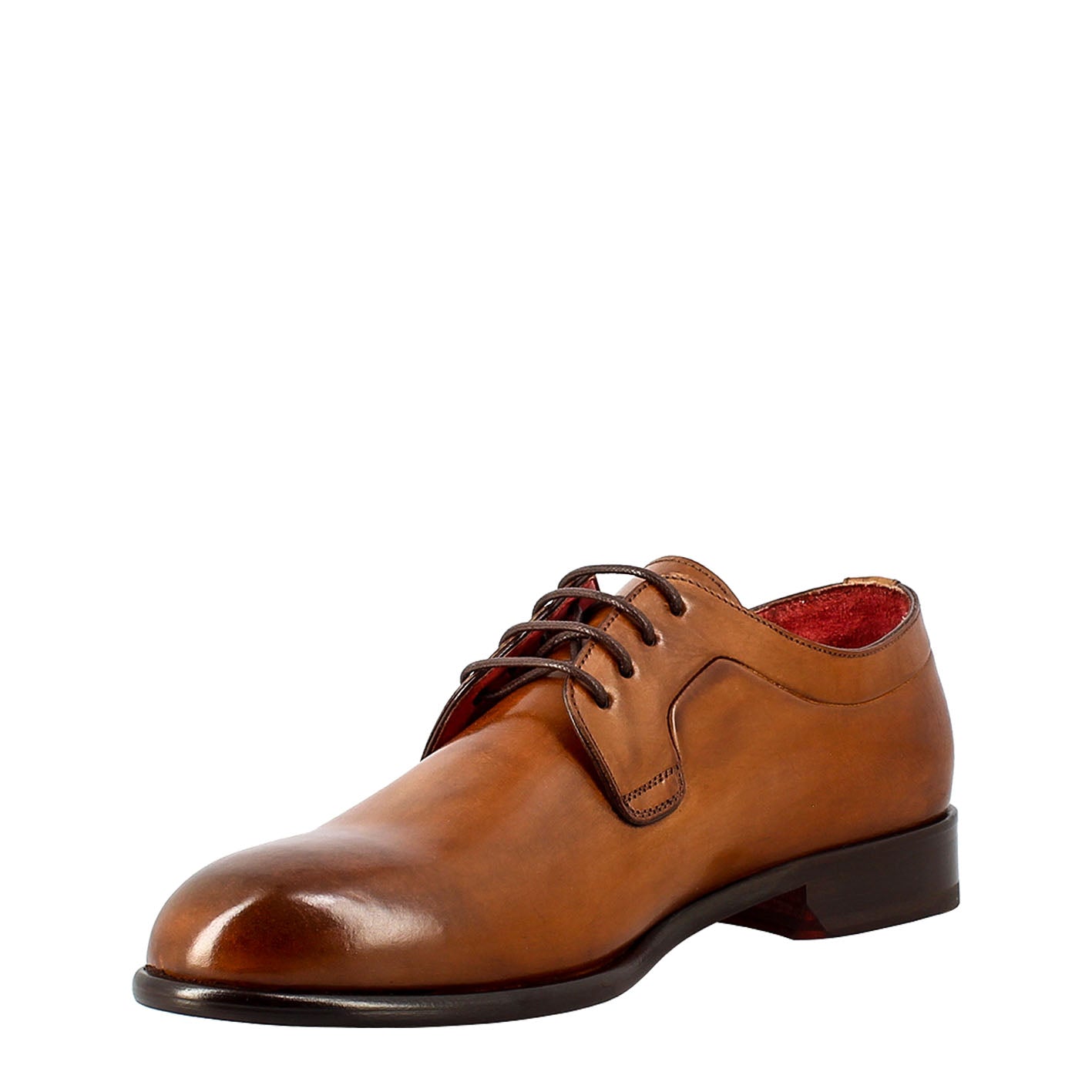Leonardo Shoes Derby Marrone Francesine Uomo Pelle Liscia