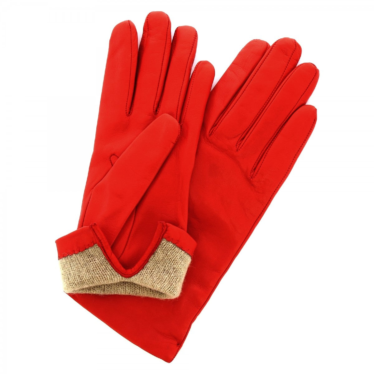 Leonardo Guanti Donna Nappa Rossa Cashmere Classici