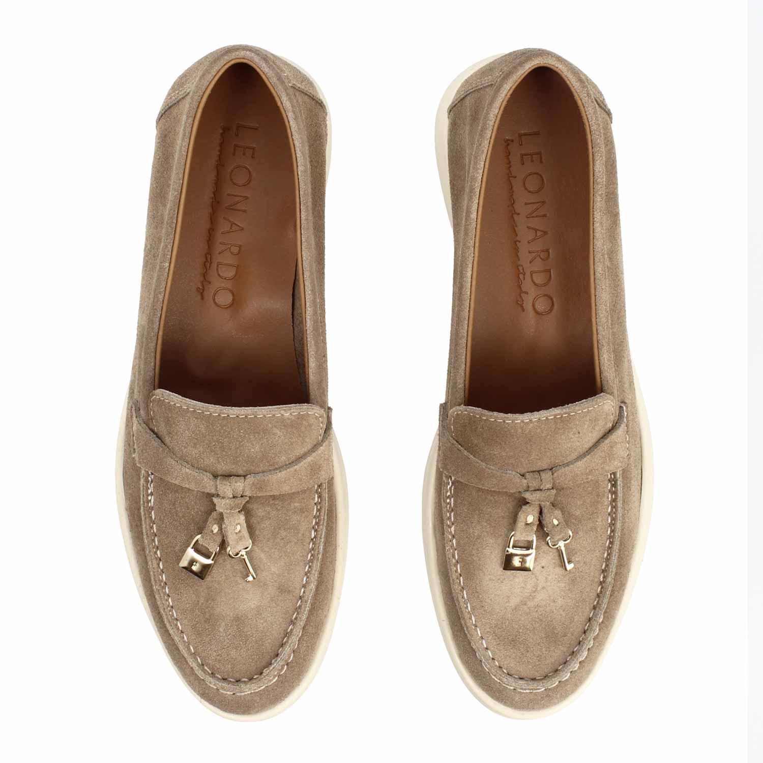 Leonardo Shoes Vellaria mocassini donna marrone camoscio