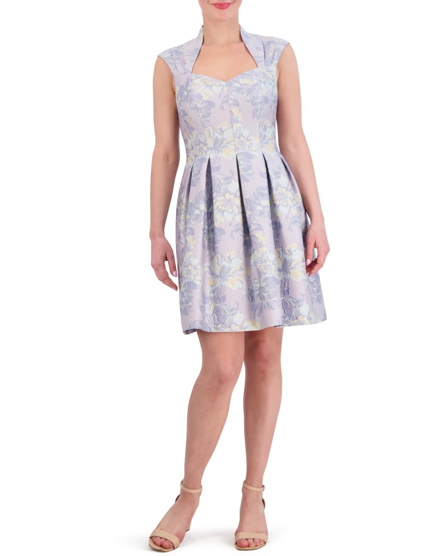 Vince Camuto Abito Jacquard Donna Svasato Pieghe
